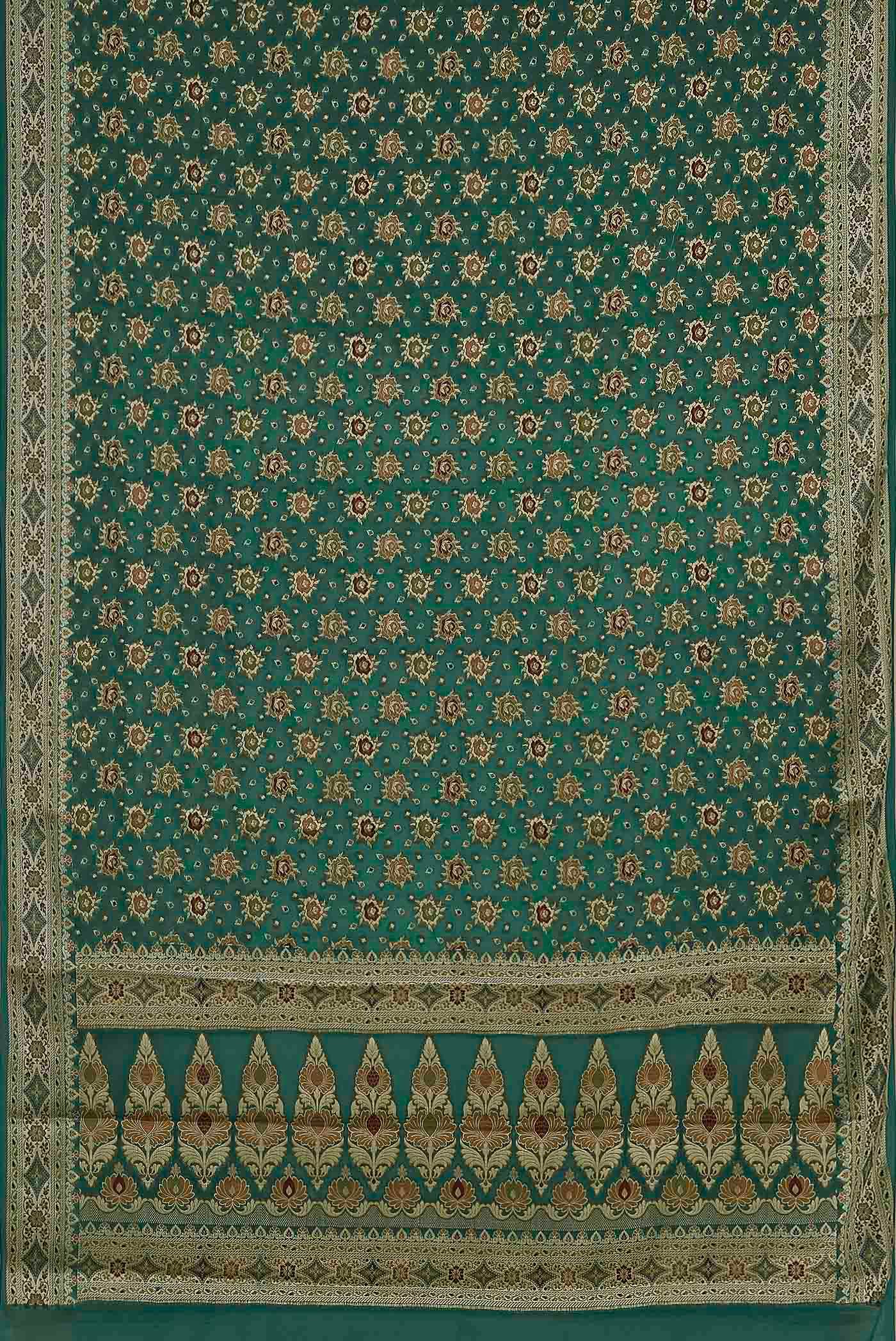 Green Banarasi Georgette Saree