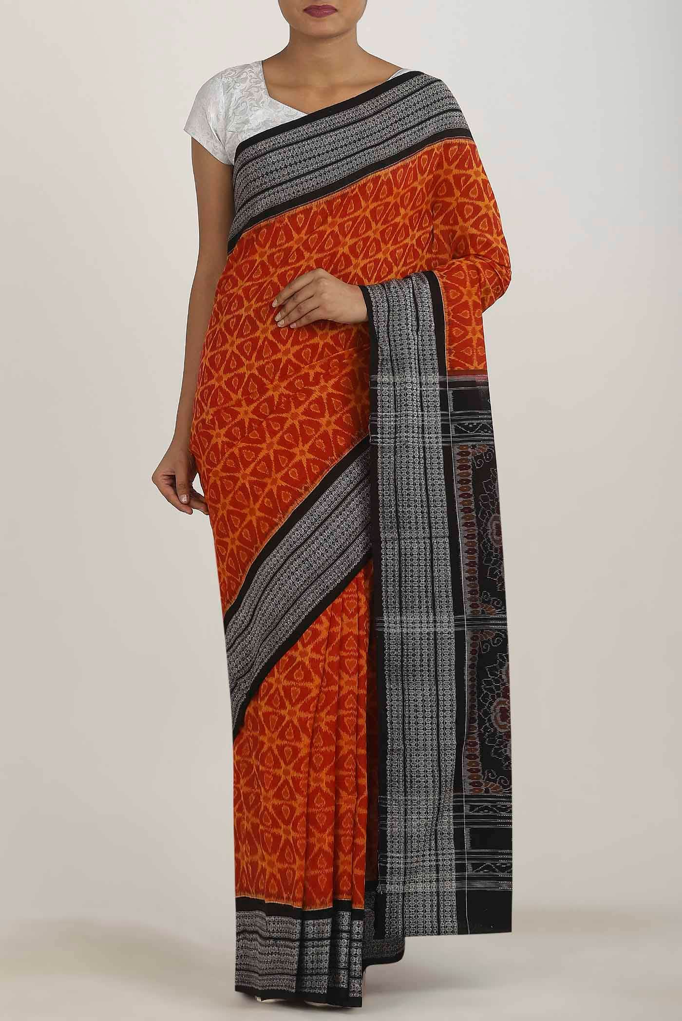 Orange Orissa Cotton Saree