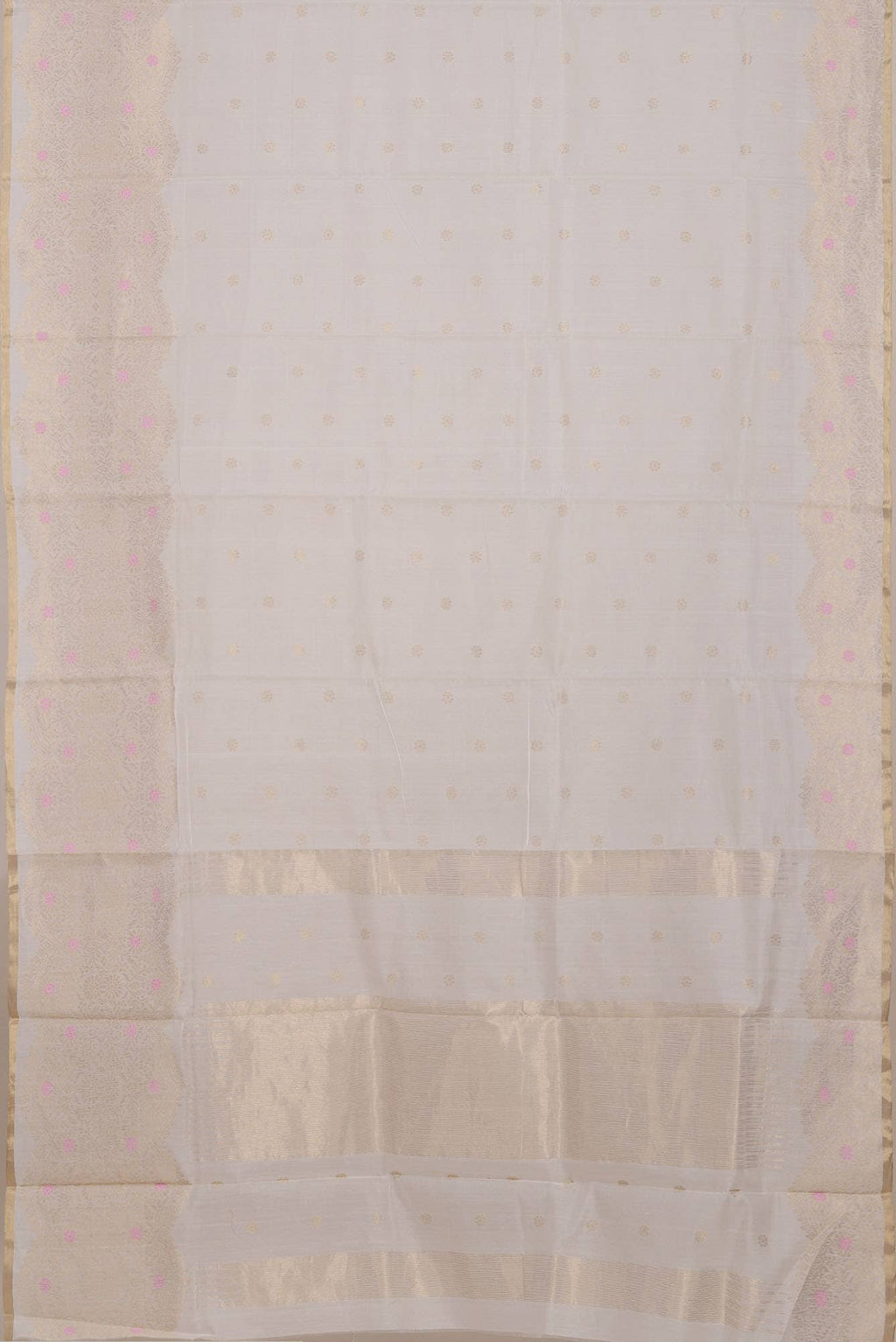 White Chanderi Silk Cotton Saree