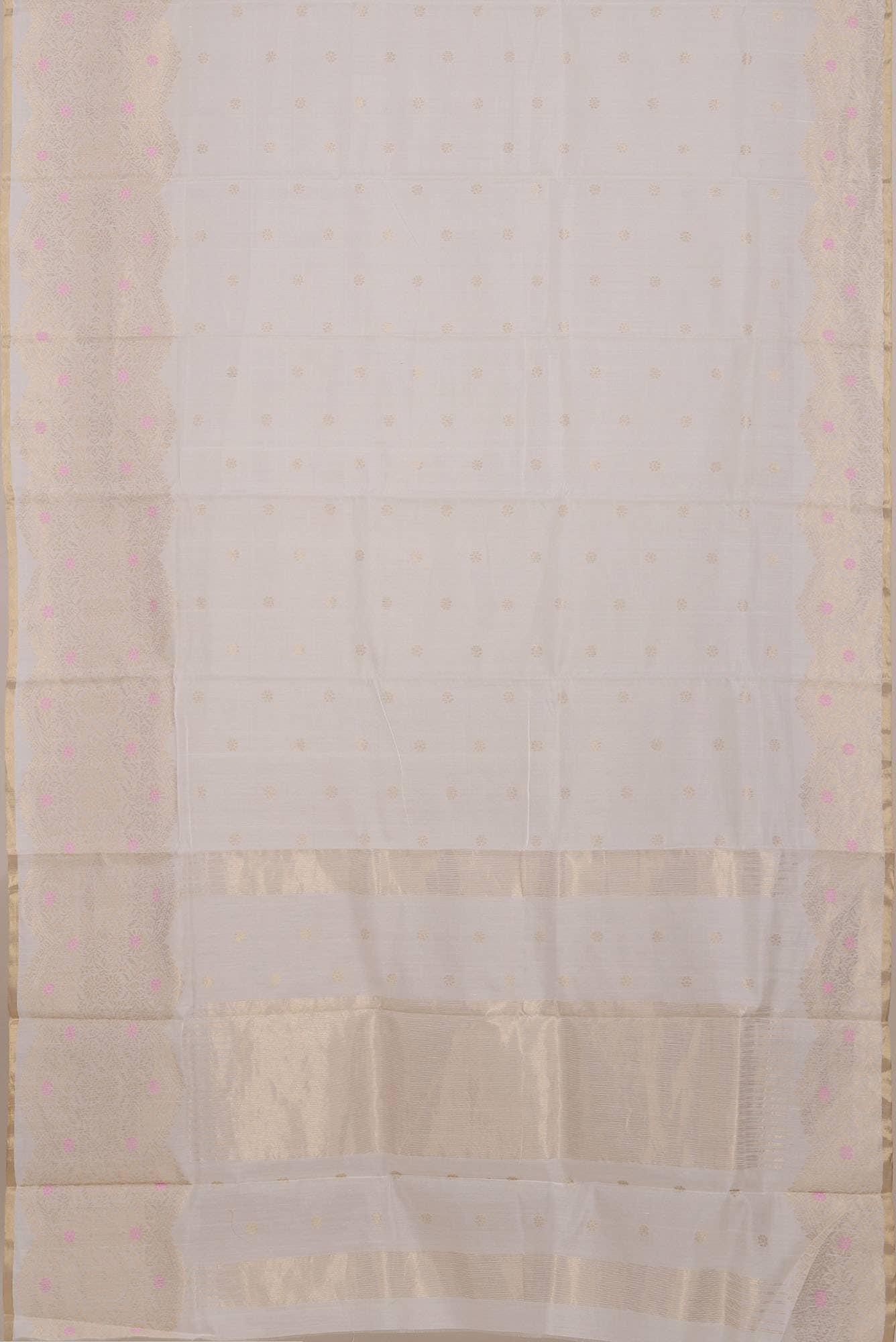 White Chanderi Silk Cotton Saree