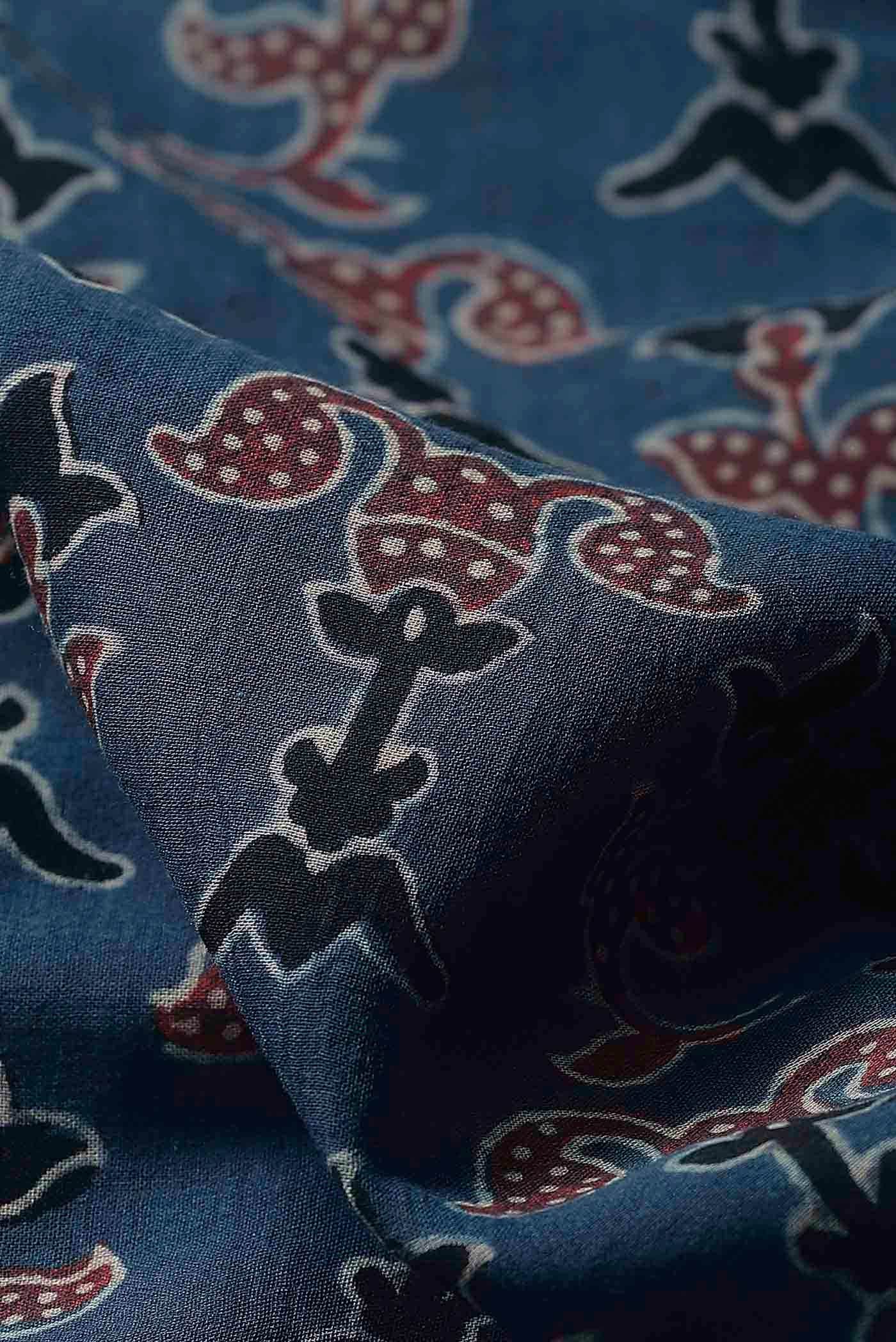 Blue Printed Cotton Saree