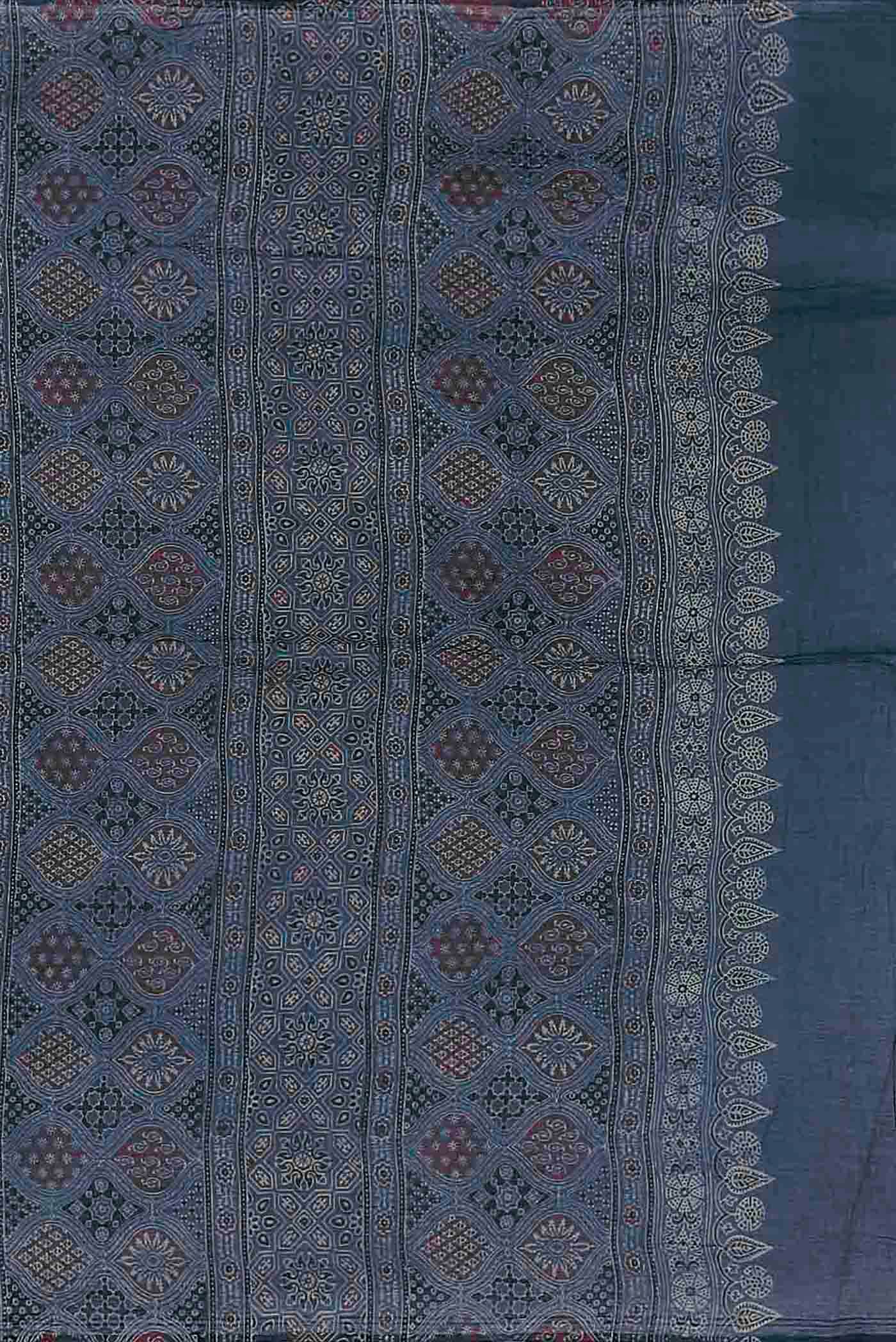 Blue Printed Cotton Saree