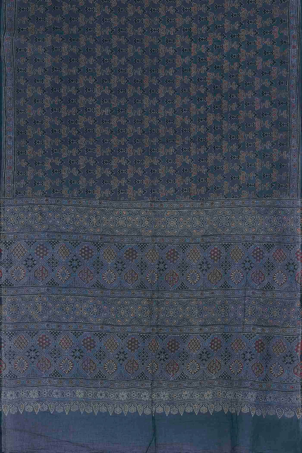 Blue Printed Cotton Saree