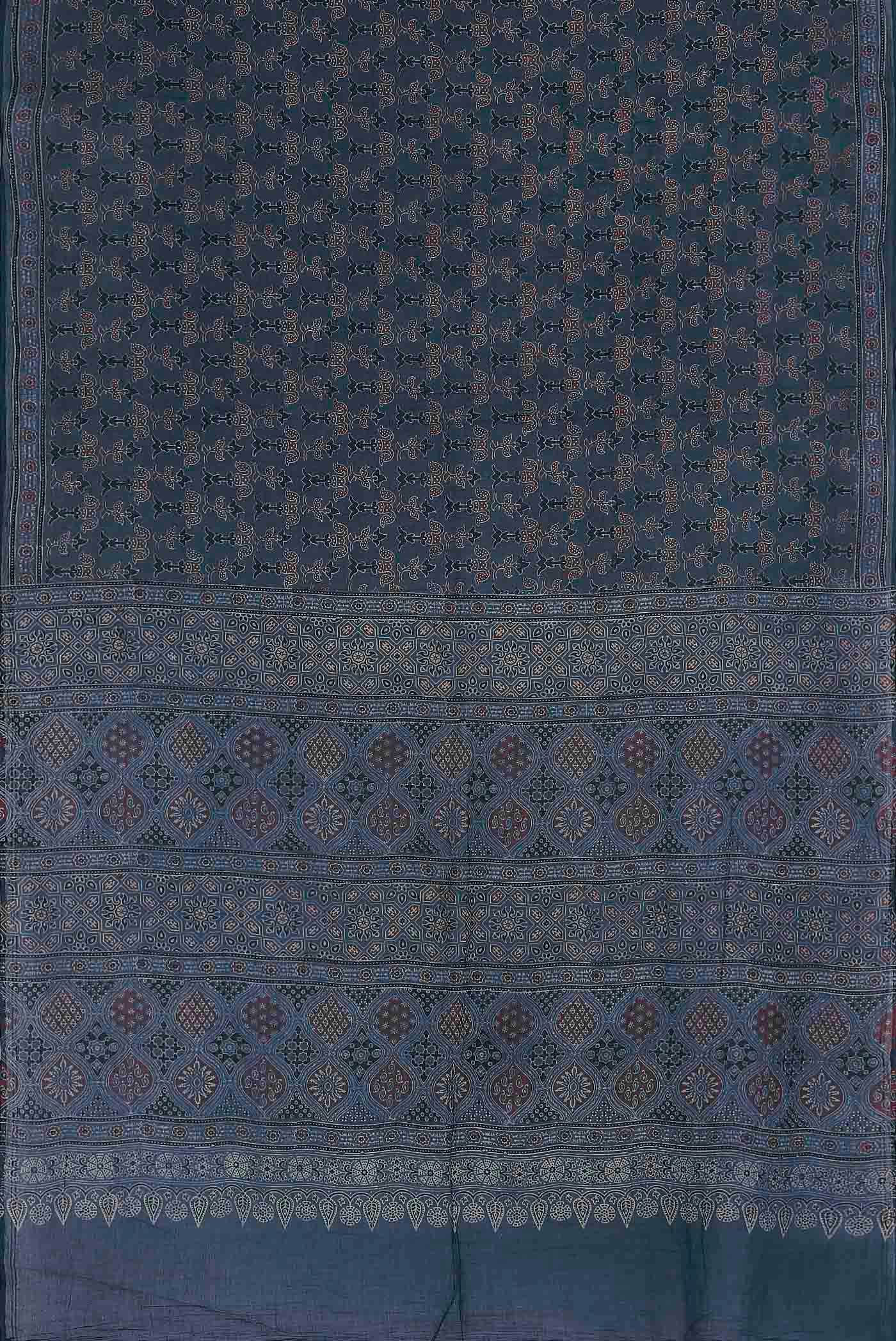 Blue Printed Cotton Saree