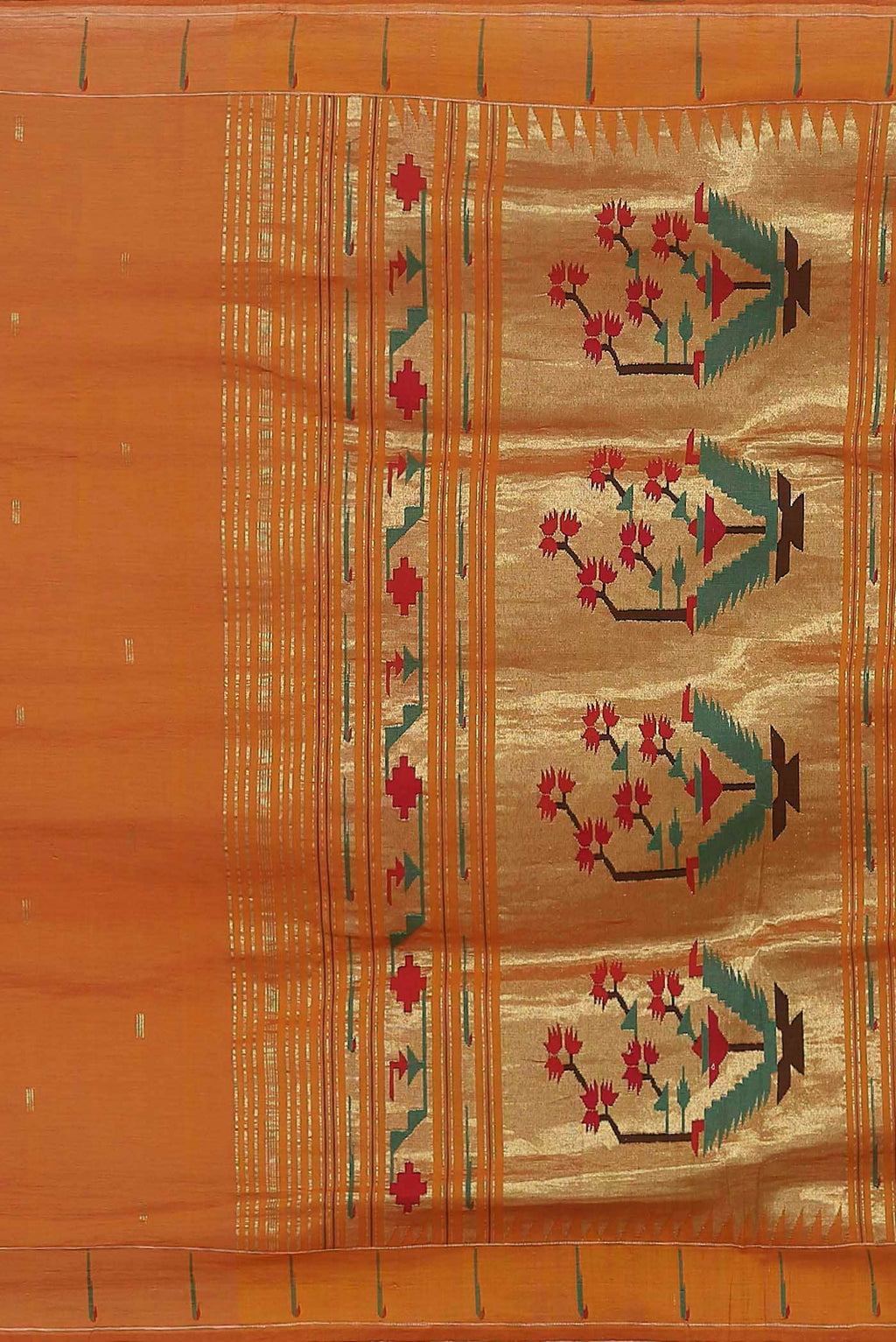 Orange Paithani Cotton Saree
