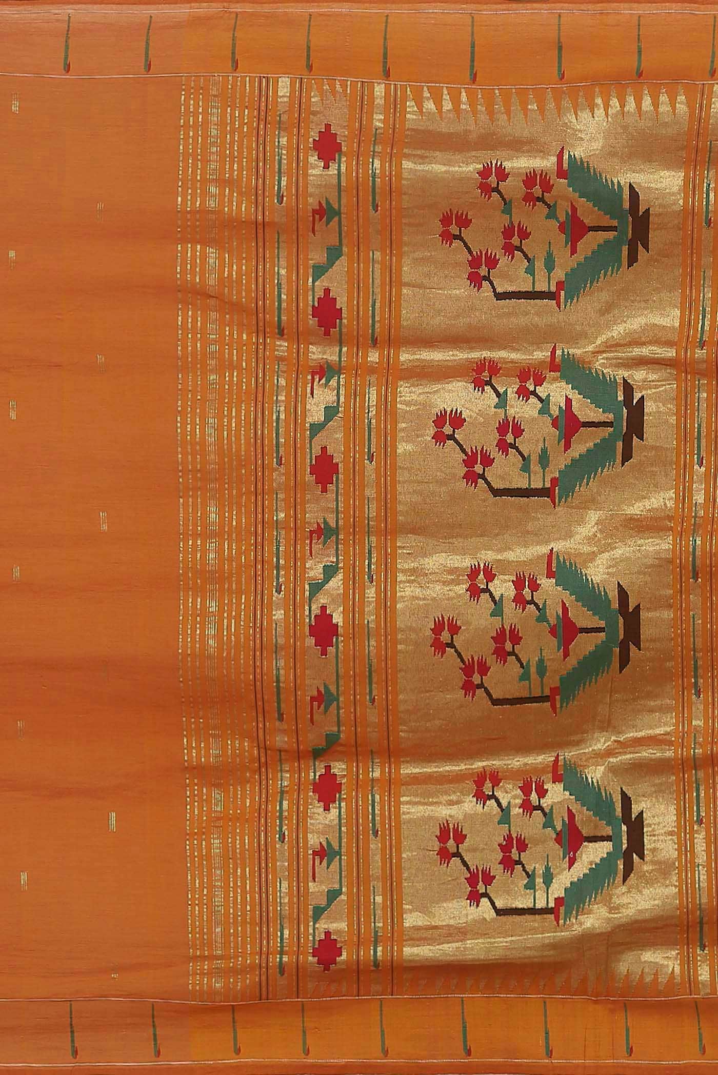 Orange Paithani Cotton Saree
