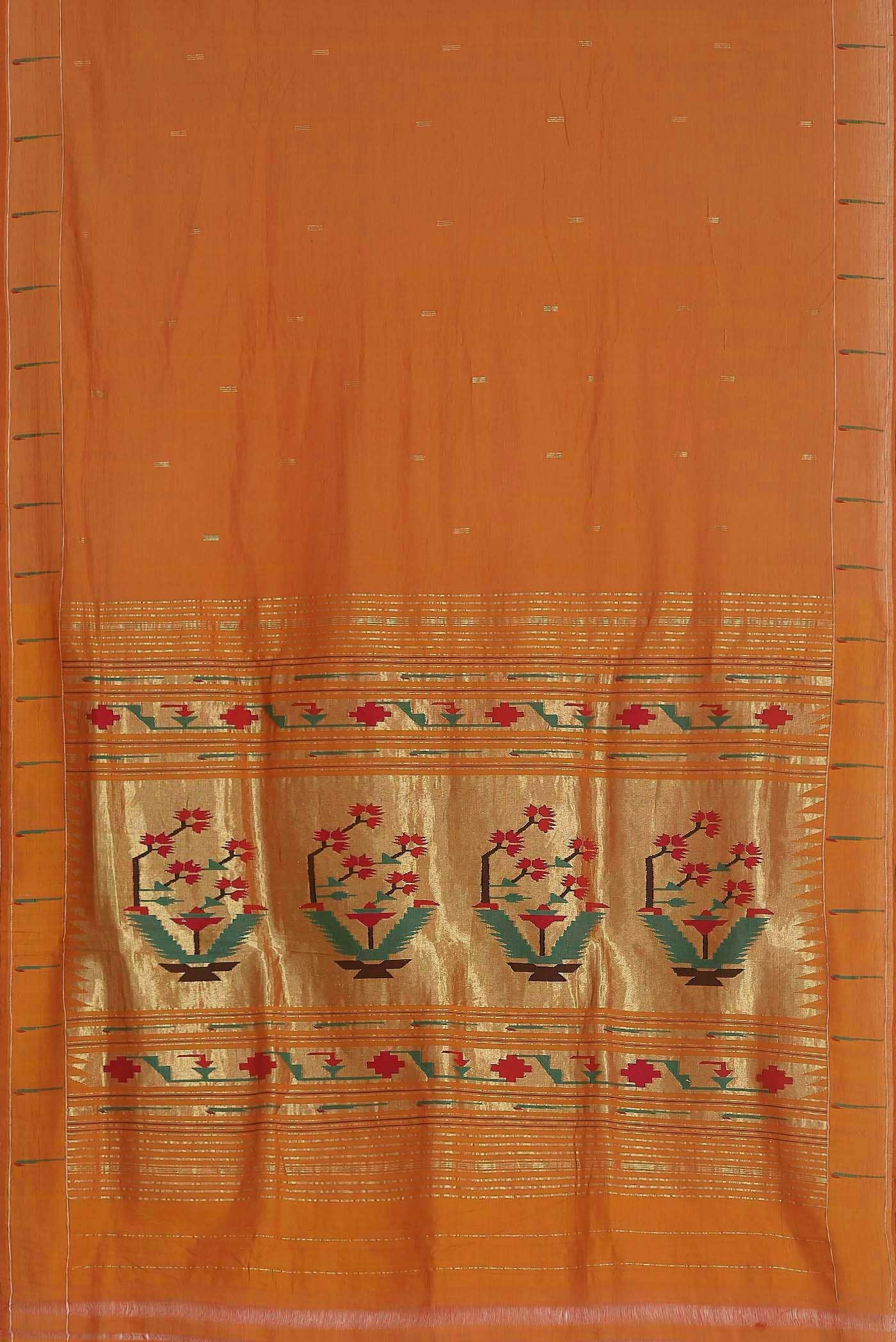 Orange Paithani Cotton Saree