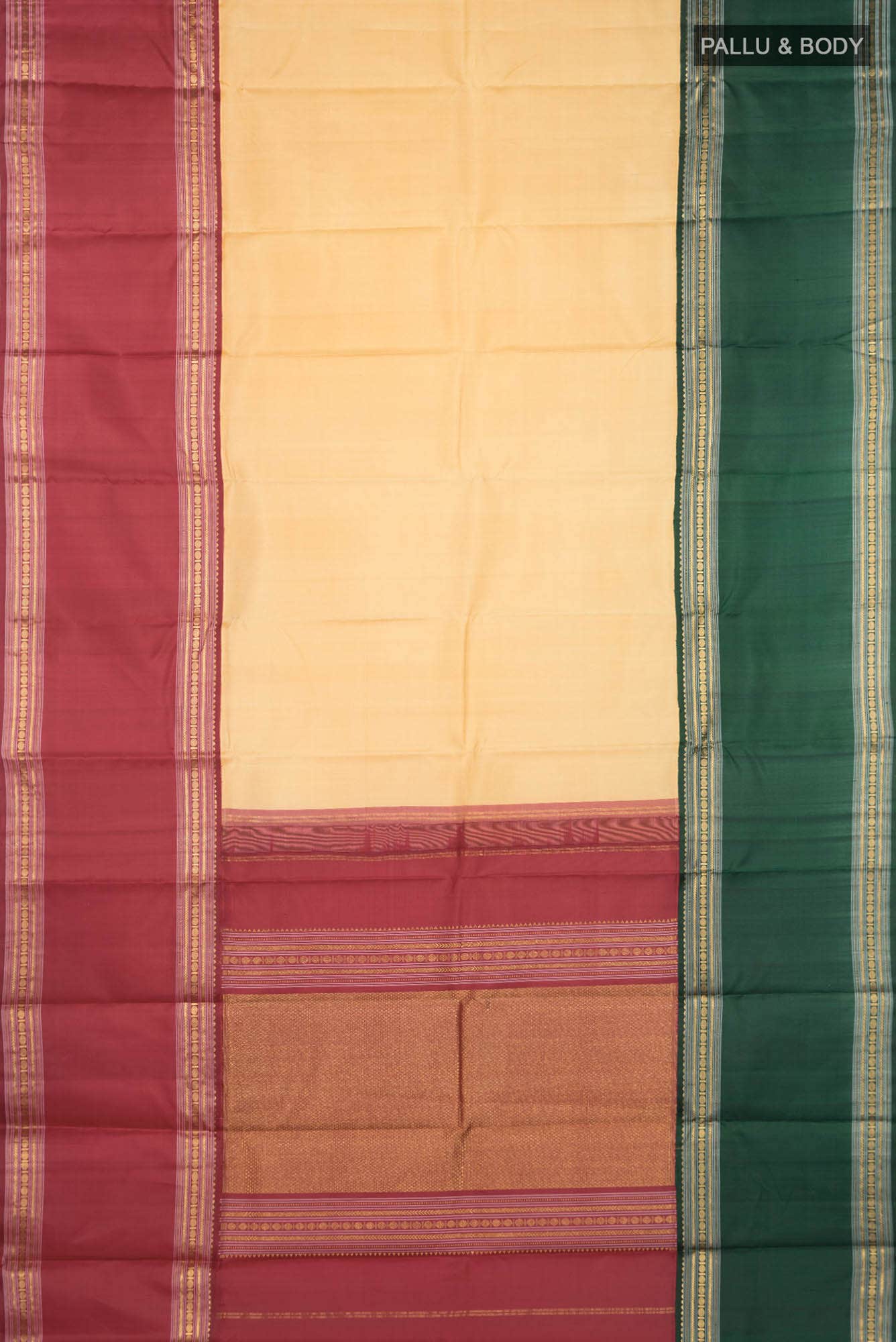 Pure Silk Pure Zari Cream Kanchipuram Saree