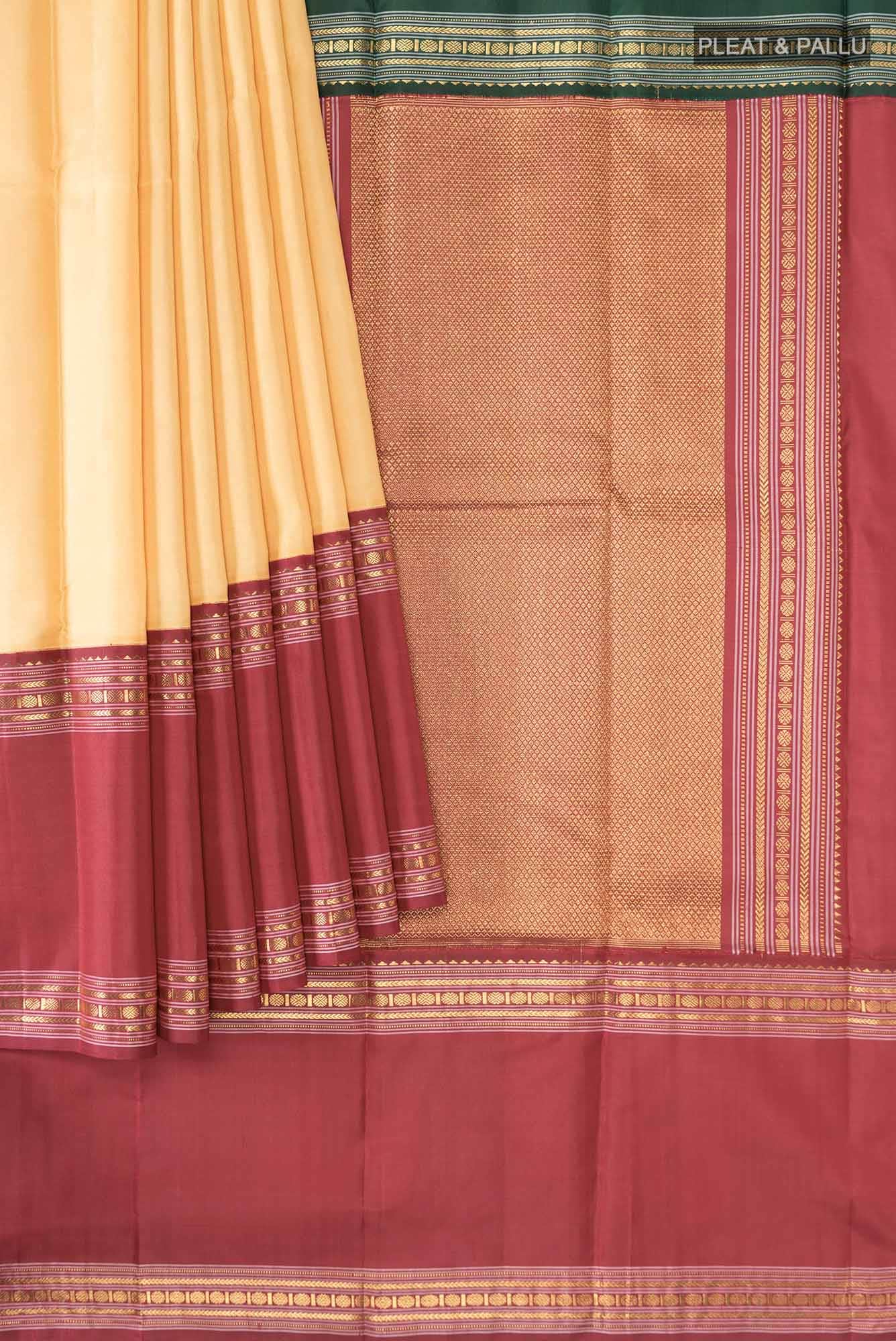 Pure Silk Pure Zari Cream Kanchipuram Saree