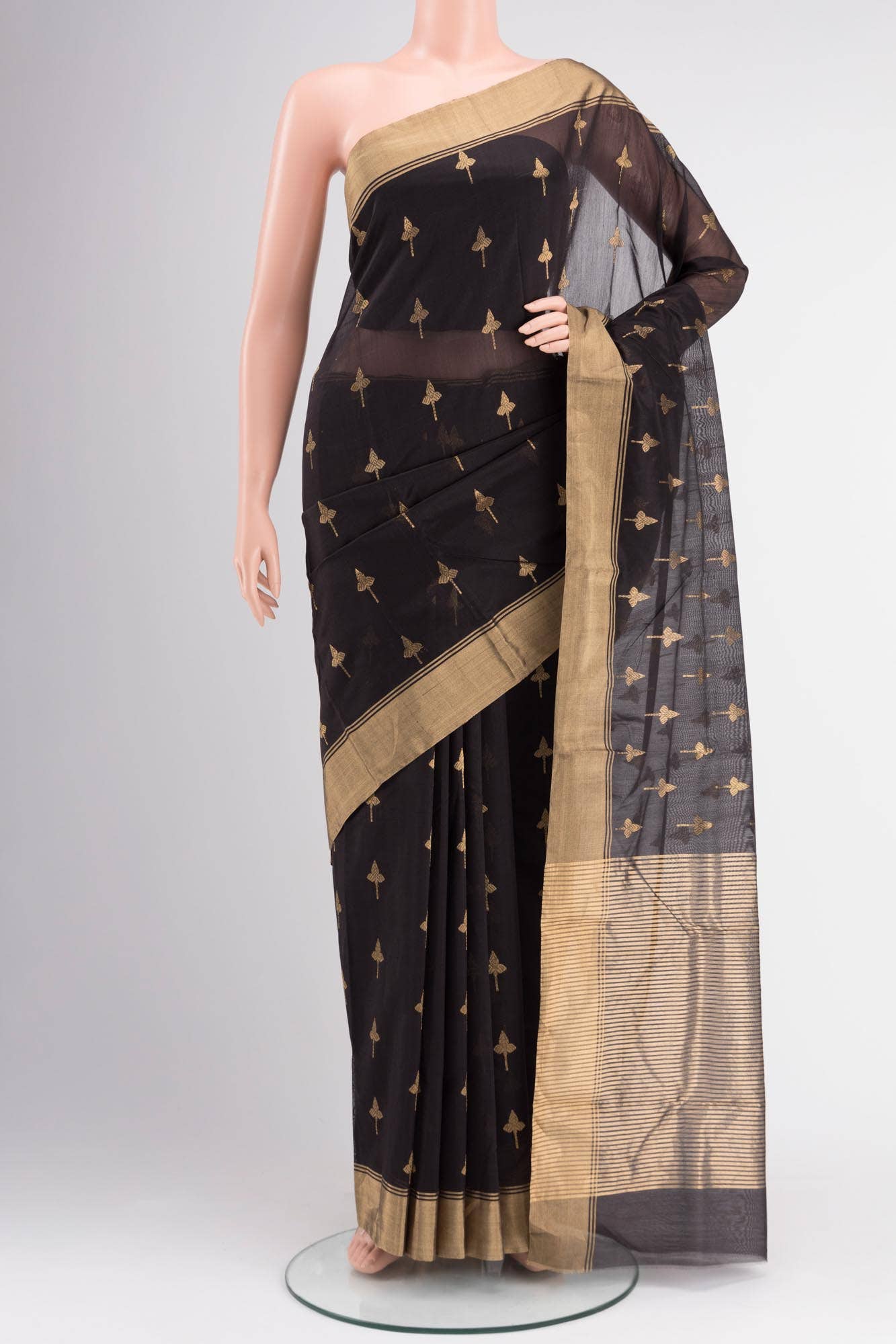 Black Chanderi Silk Cotton Saree