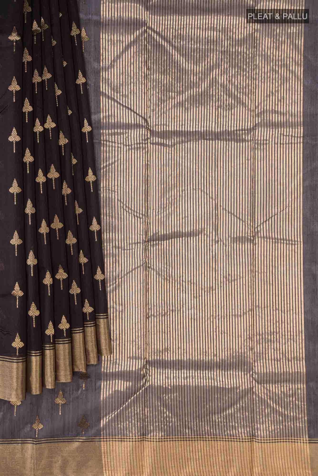 Black Chanderi Silk Cotton Saree