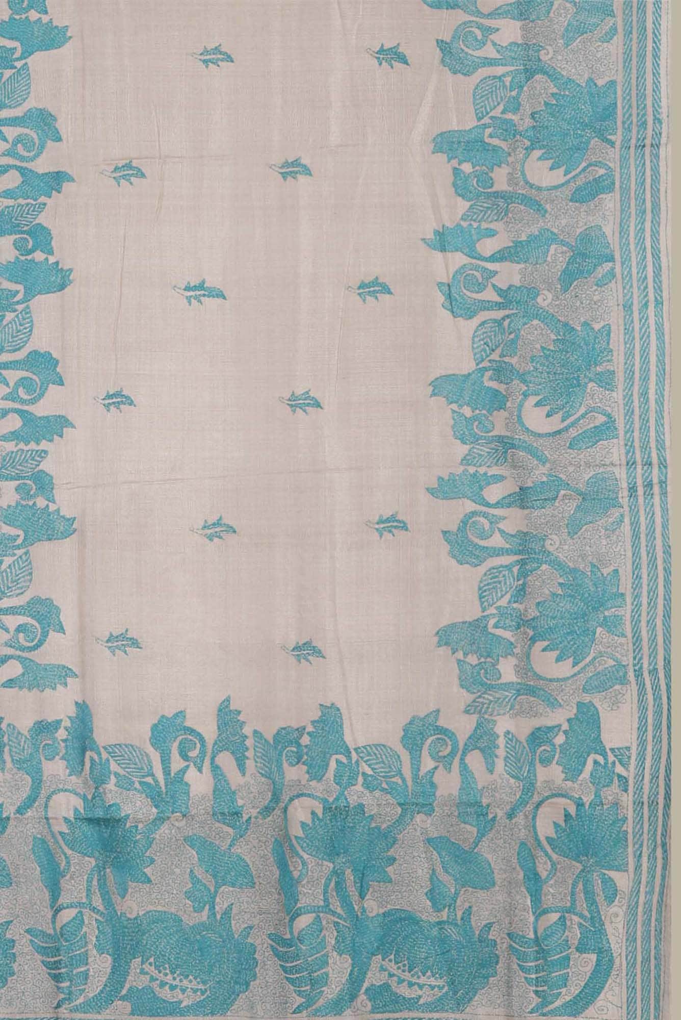 Beige Tussar Silk Saree