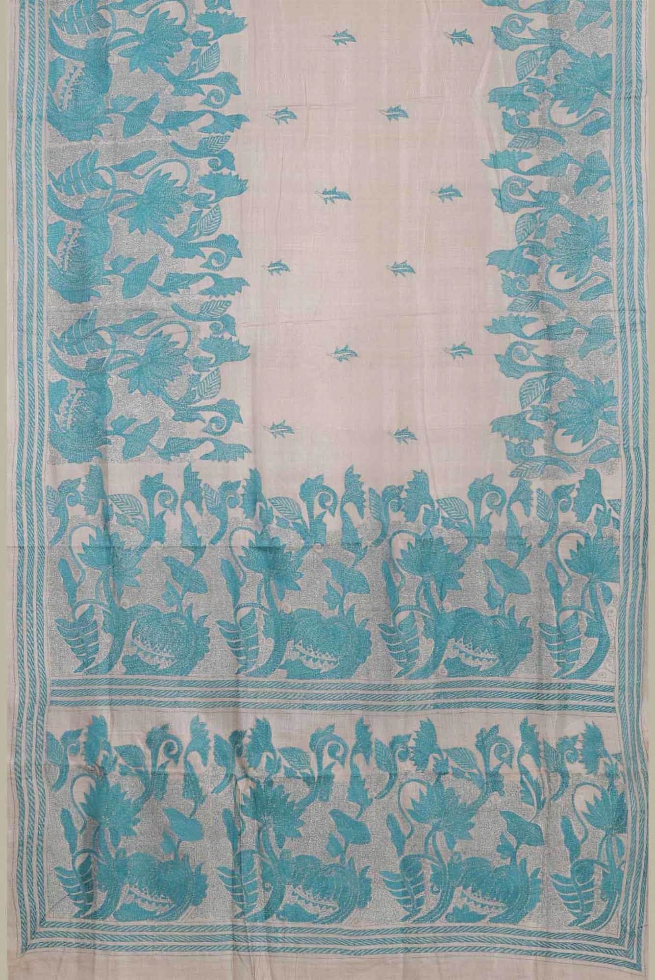 Beige Tussar Silk Saree