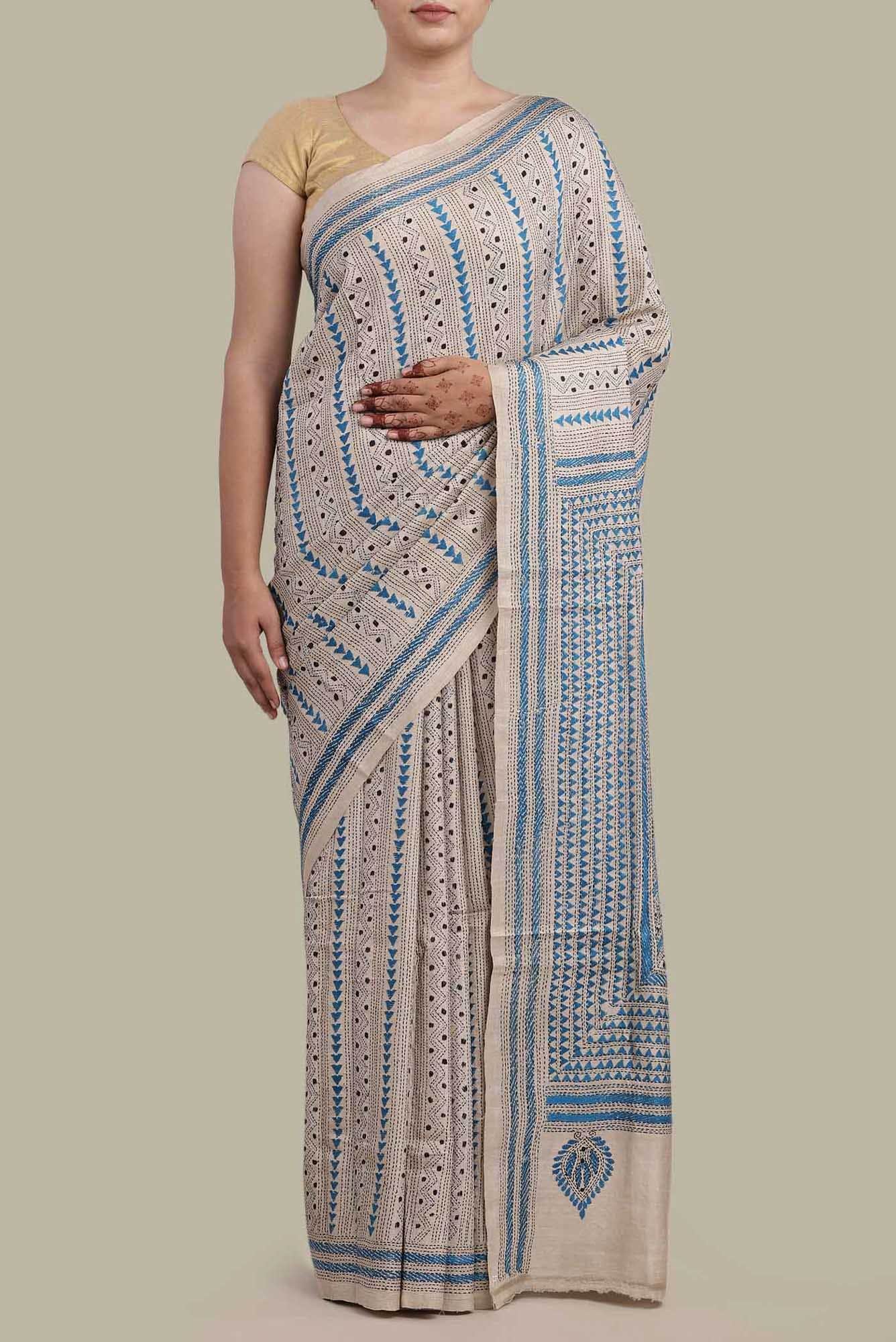Beige Kanchipuram Silk Saree