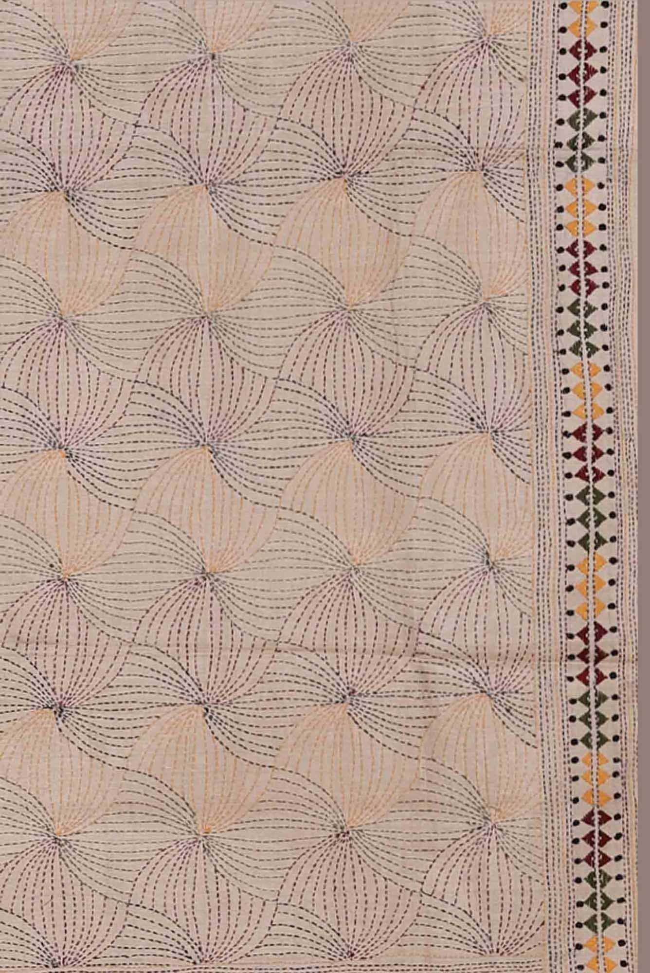 Beige Bhagalpuri Tussar Silk Saree