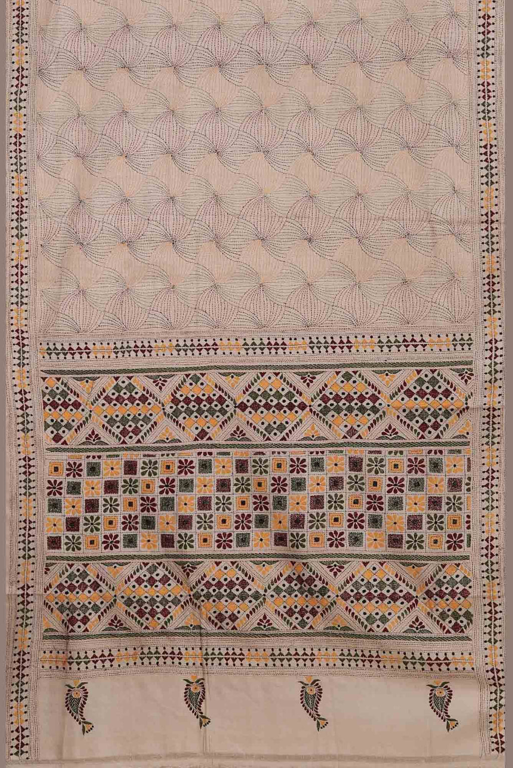 Beige Bhagalpuri Tussar Silk Saree
