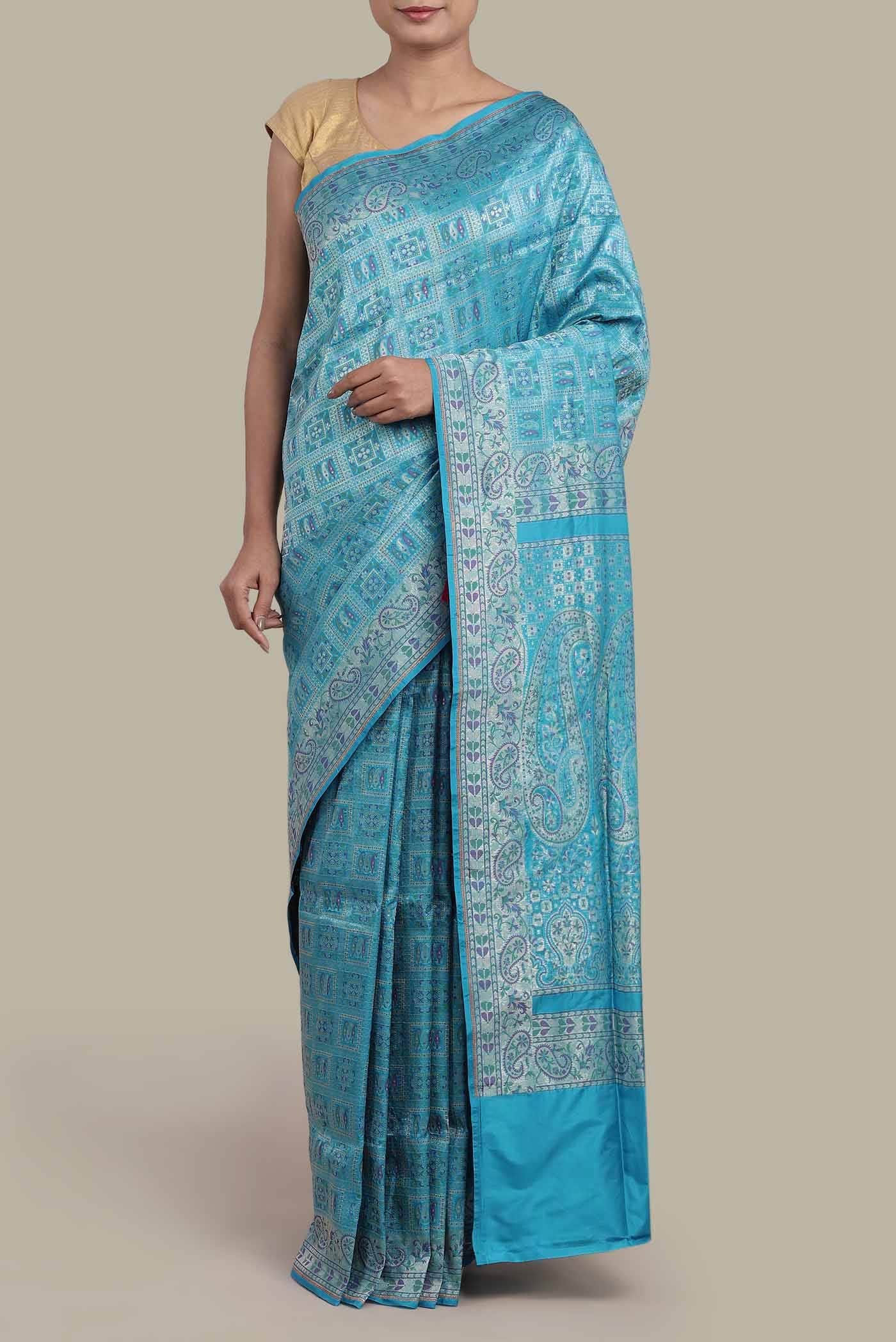 Blue Banarasi Silk Saree
