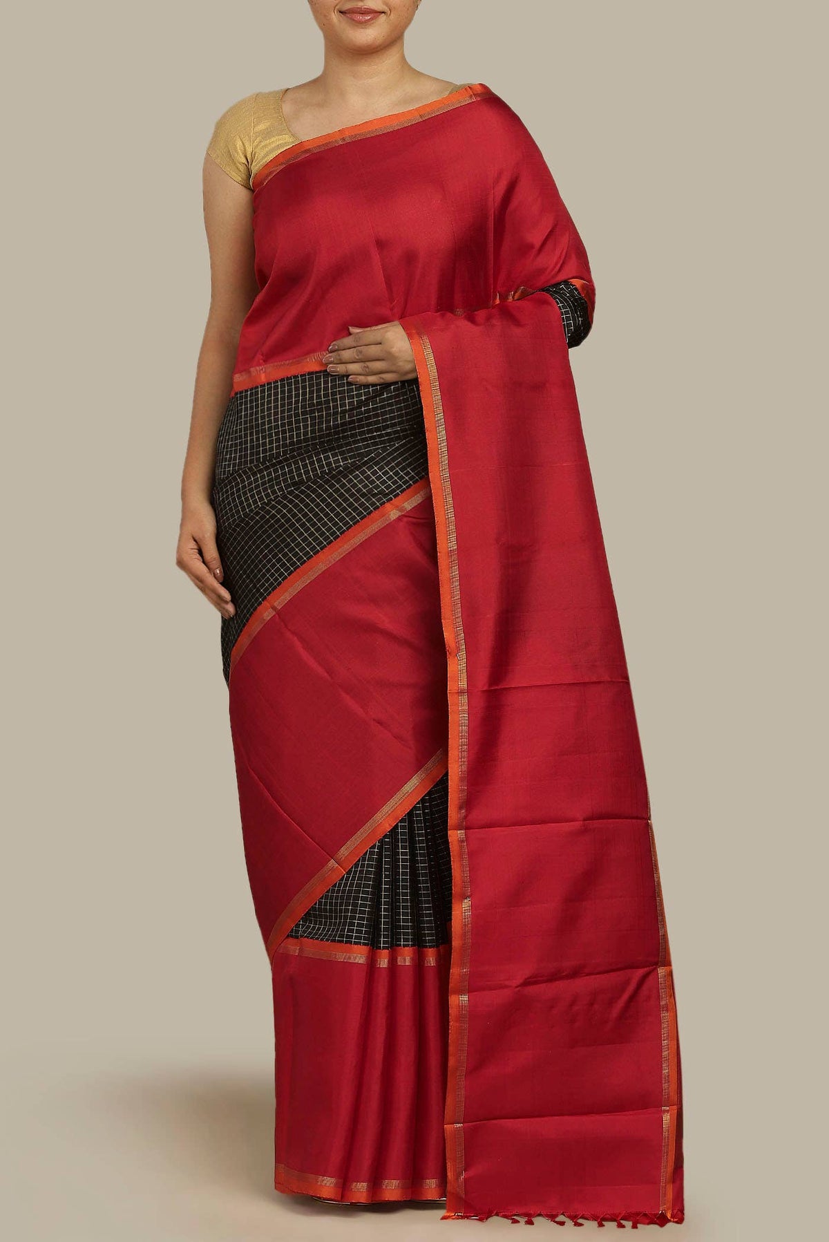 Pure Silk Pure Zari Black Kanchipuram Saree