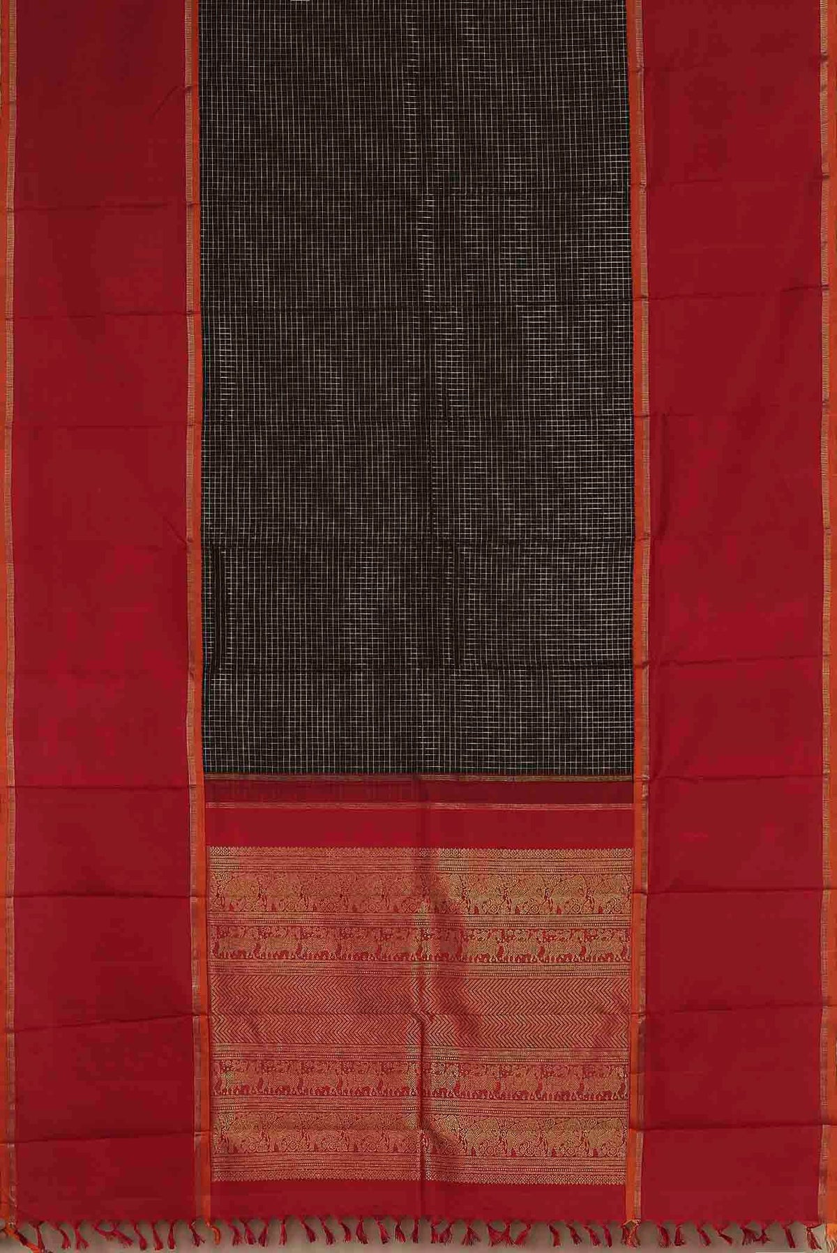 Pure Silk Pure Zari Black Kanchipuram Saree