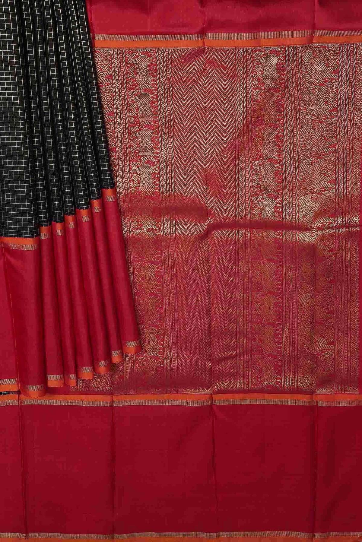 Pure Silk Pure Zari Black Kanchipuram Saree