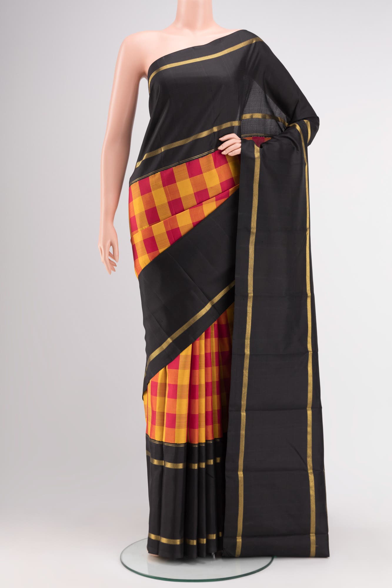 Pure Silk Pure Zari Black Kanchipuram Saree