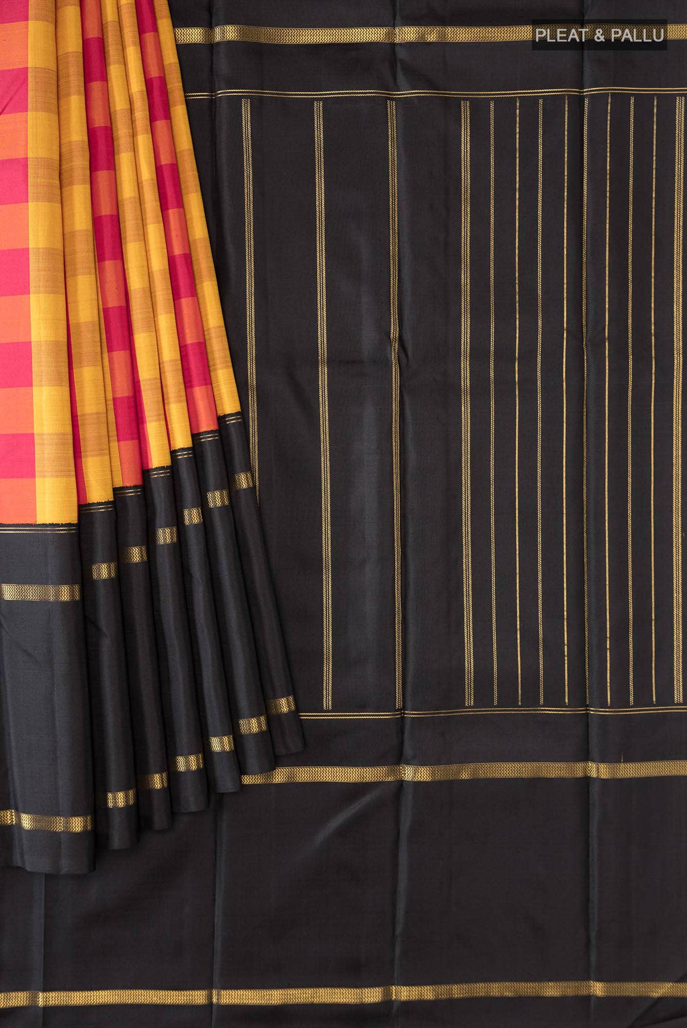 Pure Silk Pure Zari Black Kanchipuram Saree