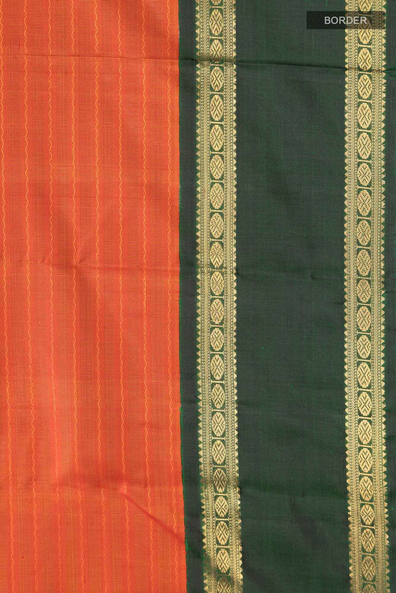 Pure Silk Pure Zari Orange Kanchipuram Saree