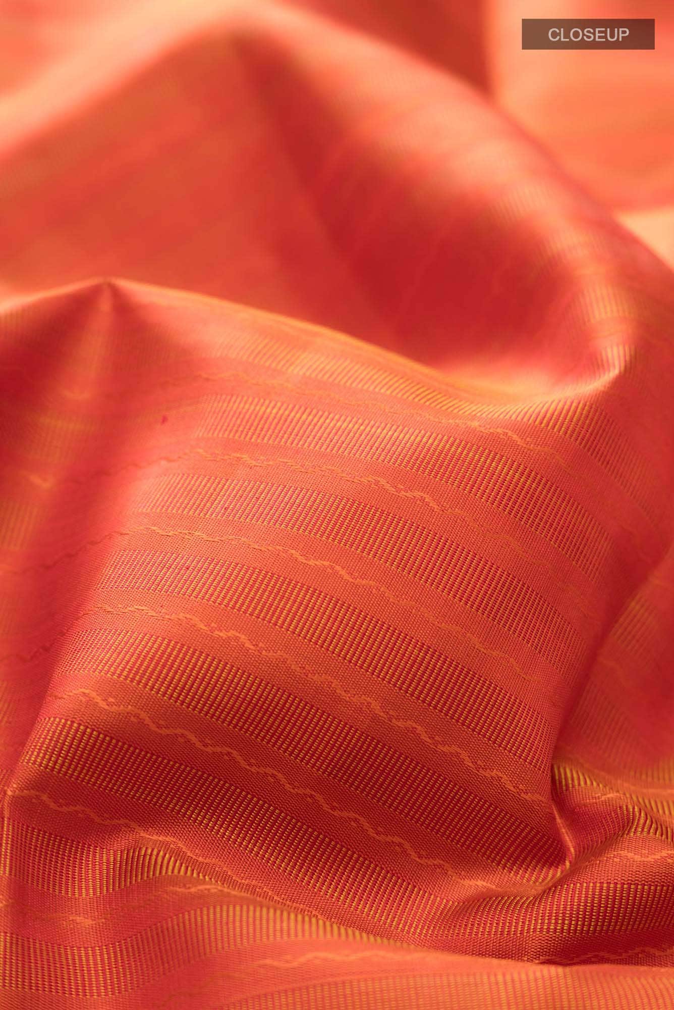 Pure Silk Pure Zari Orange Kanchipuram Saree