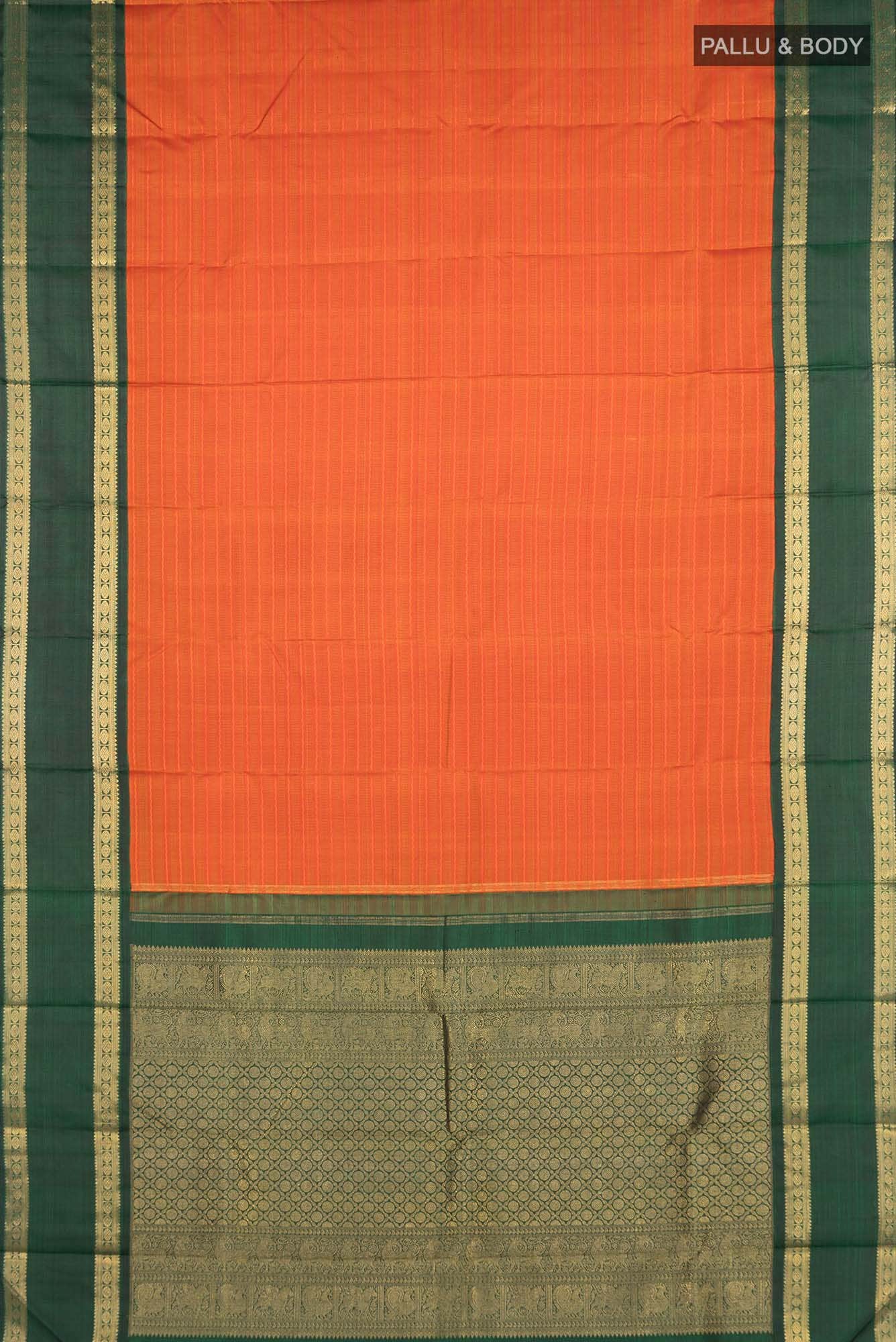 Pure Silk Pure Zari Orange Kanchipuram Saree