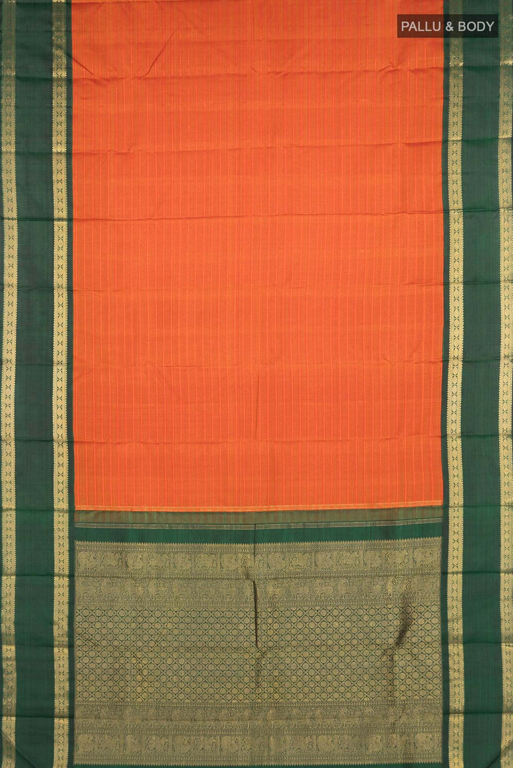 Pure Silk Pure Zari Orange Kanchipuram Saree