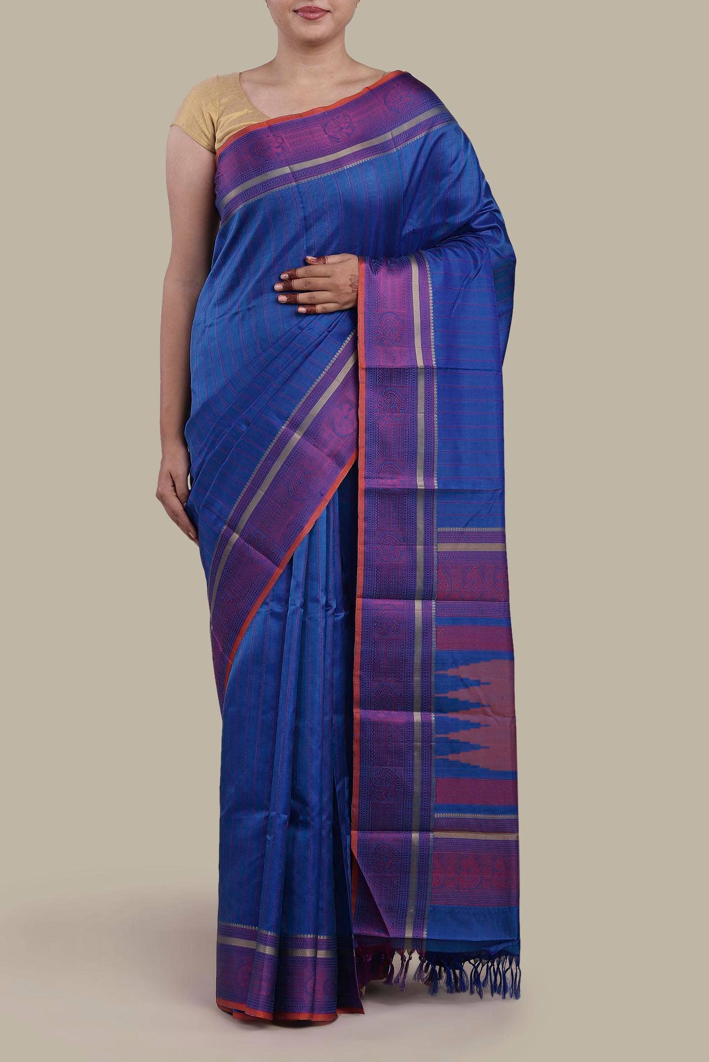 Blue Kanchipuram Silk Saree