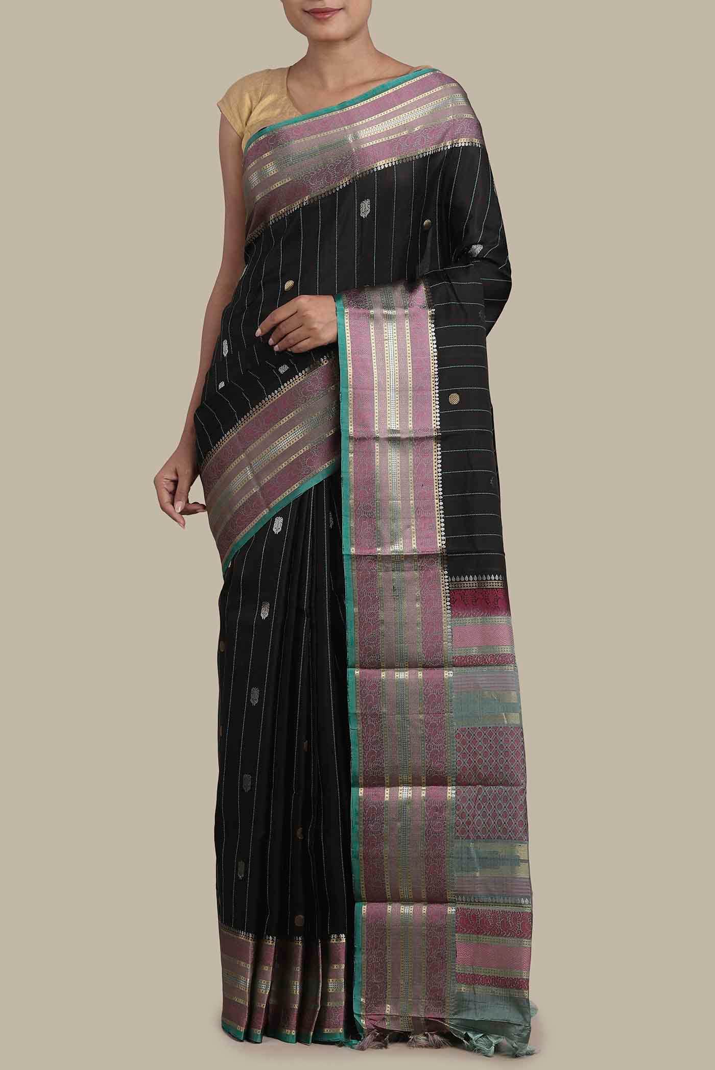 Black Kanchipuram Silk Saree