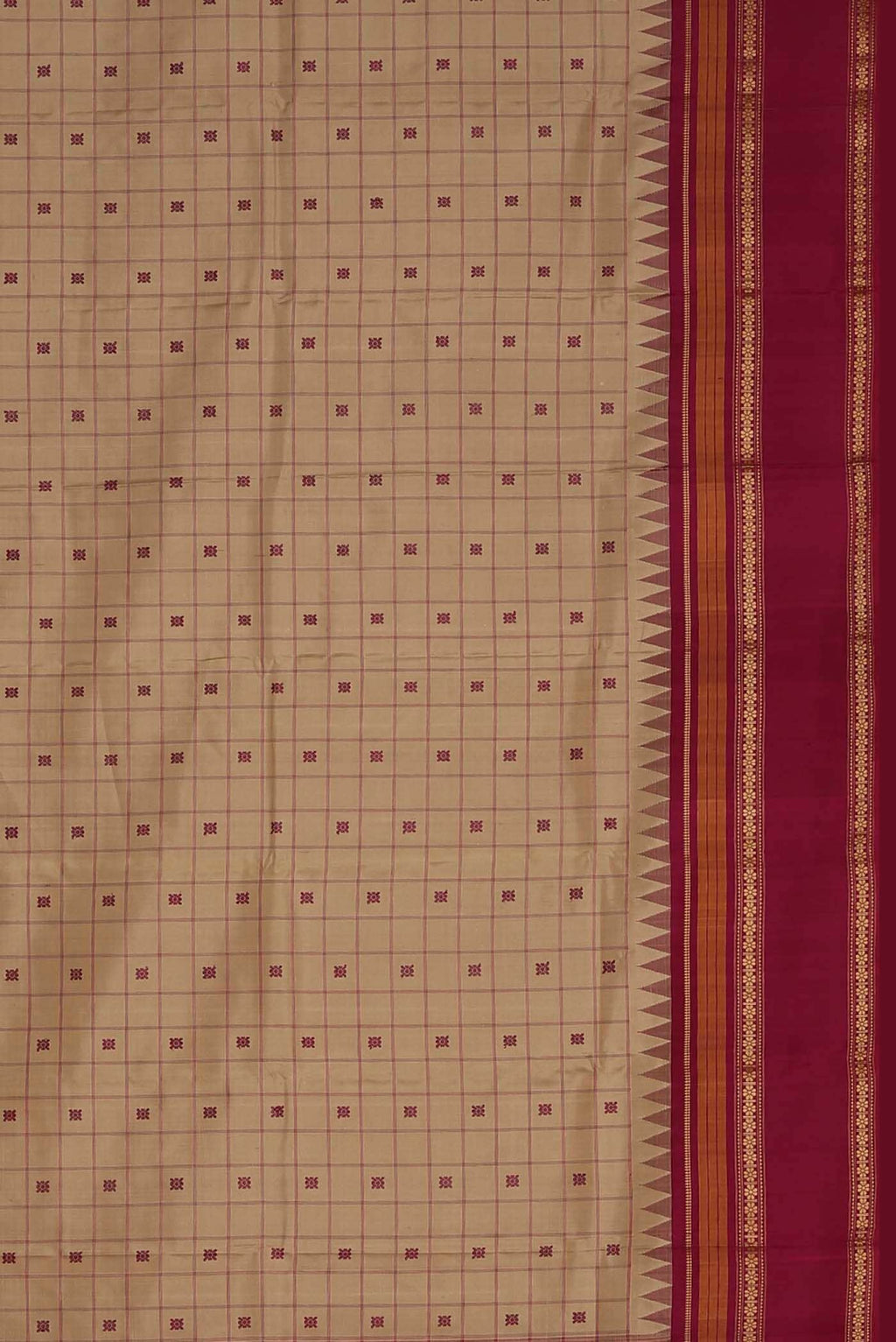 Beige Kanchipuram Silk Saree