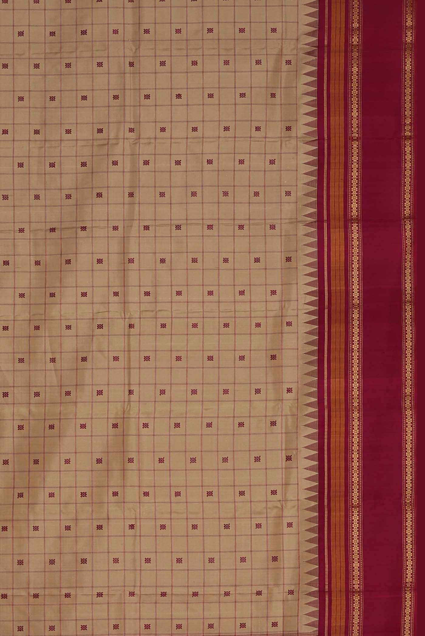 Beige Kanchipuram Silk Saree