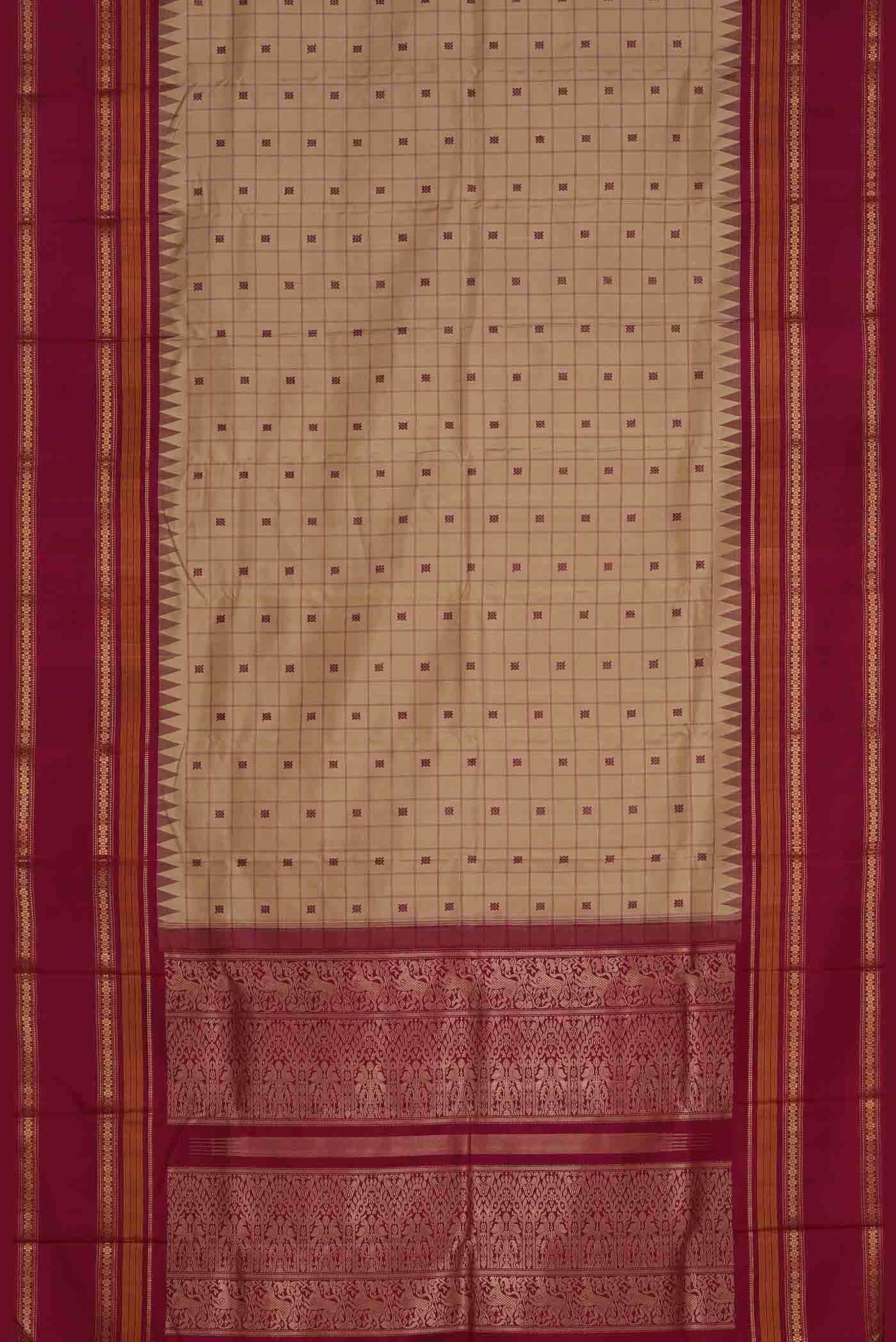 Beige Kanchipuram Silk Saree
