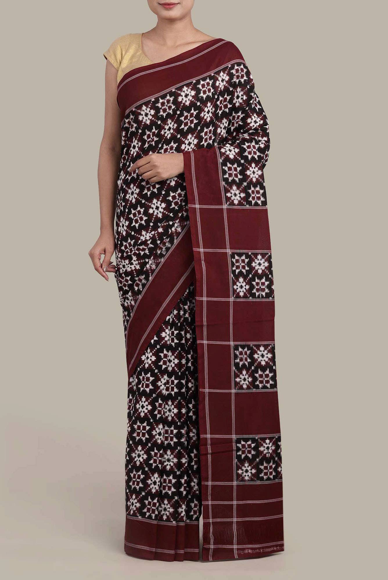 Black Pochampally Cotton Saree