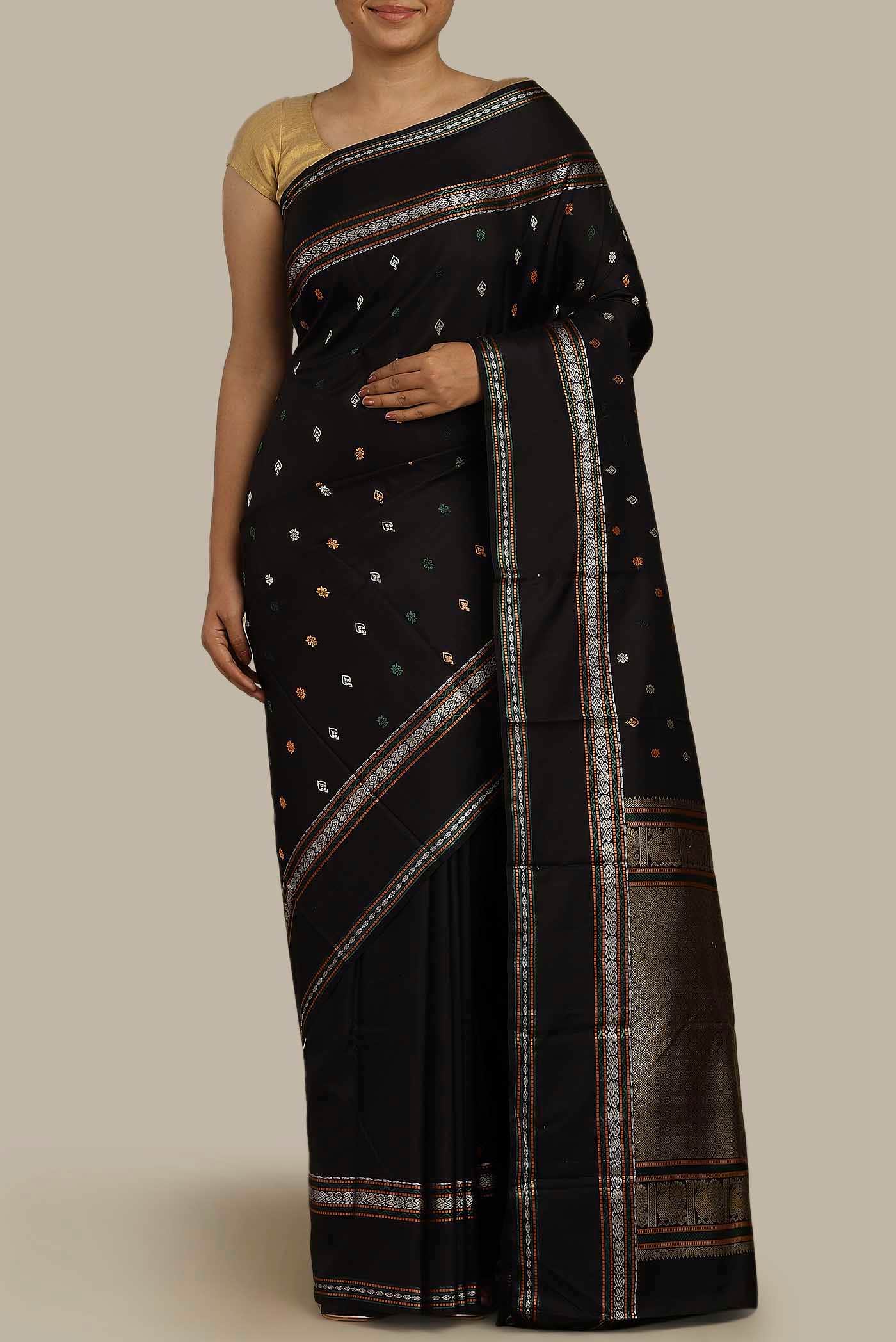 Black Kanchipuram Silk Saree