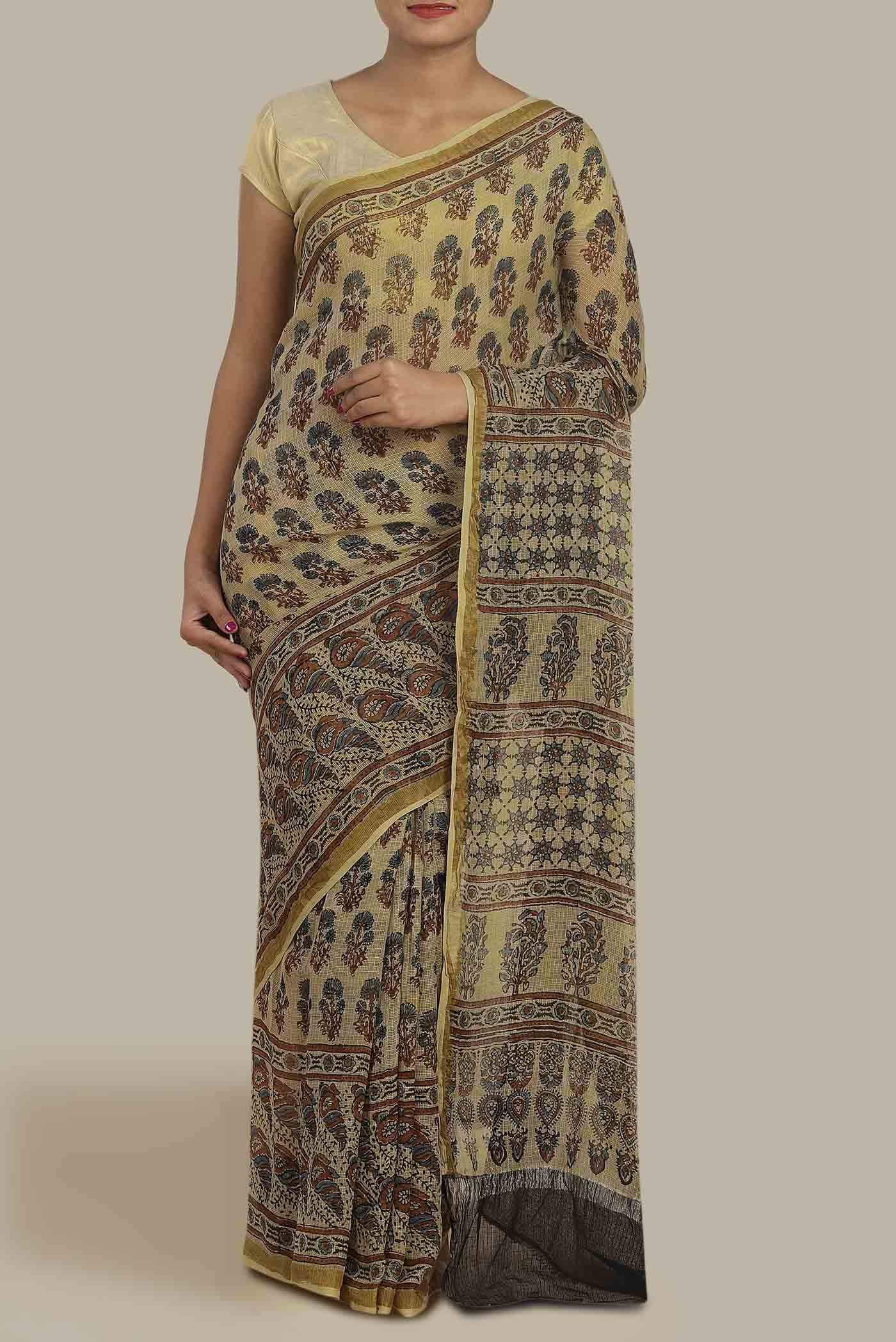 Beige Kota Cotton Saree