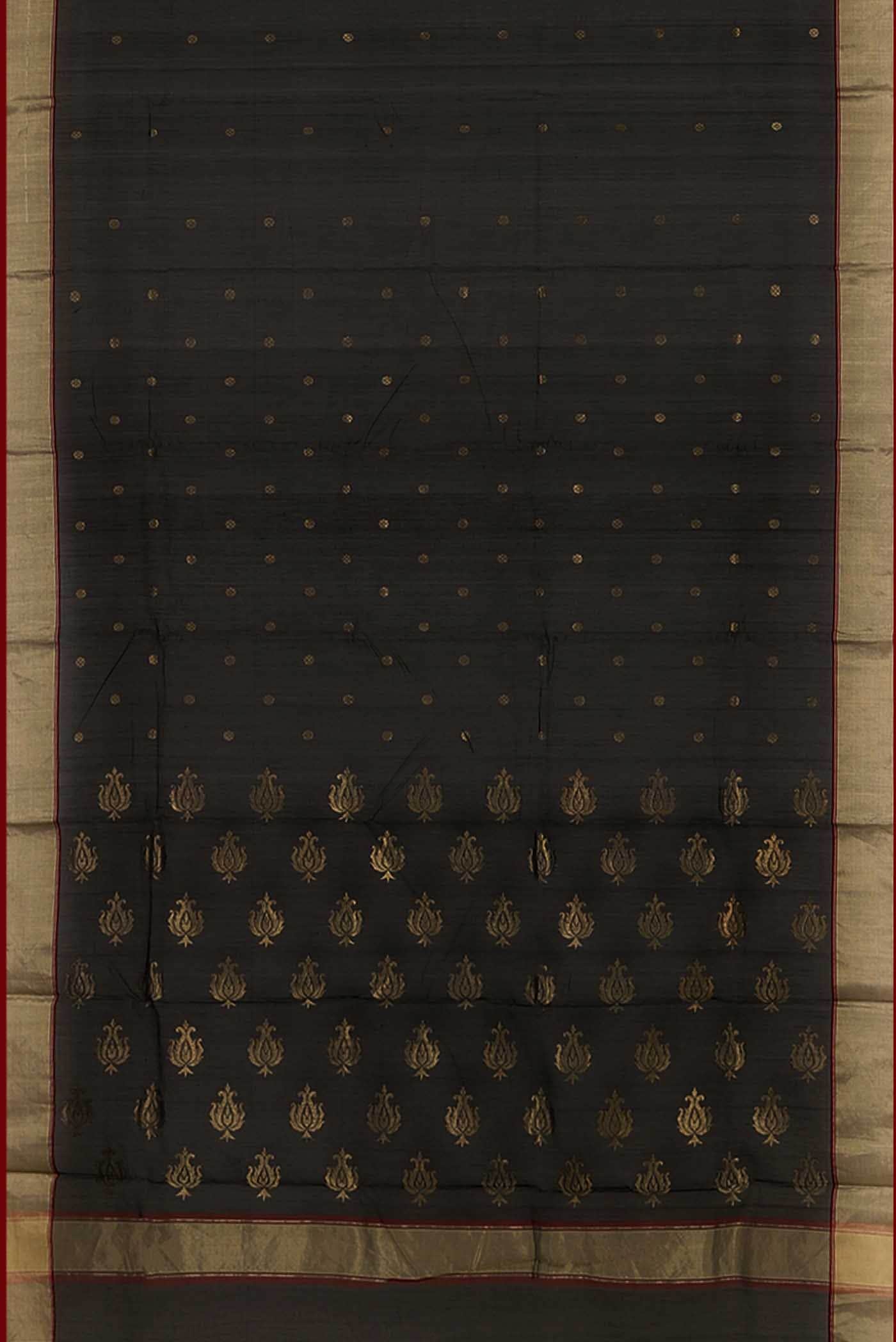 Black Chanderi Silk Cotton Saree