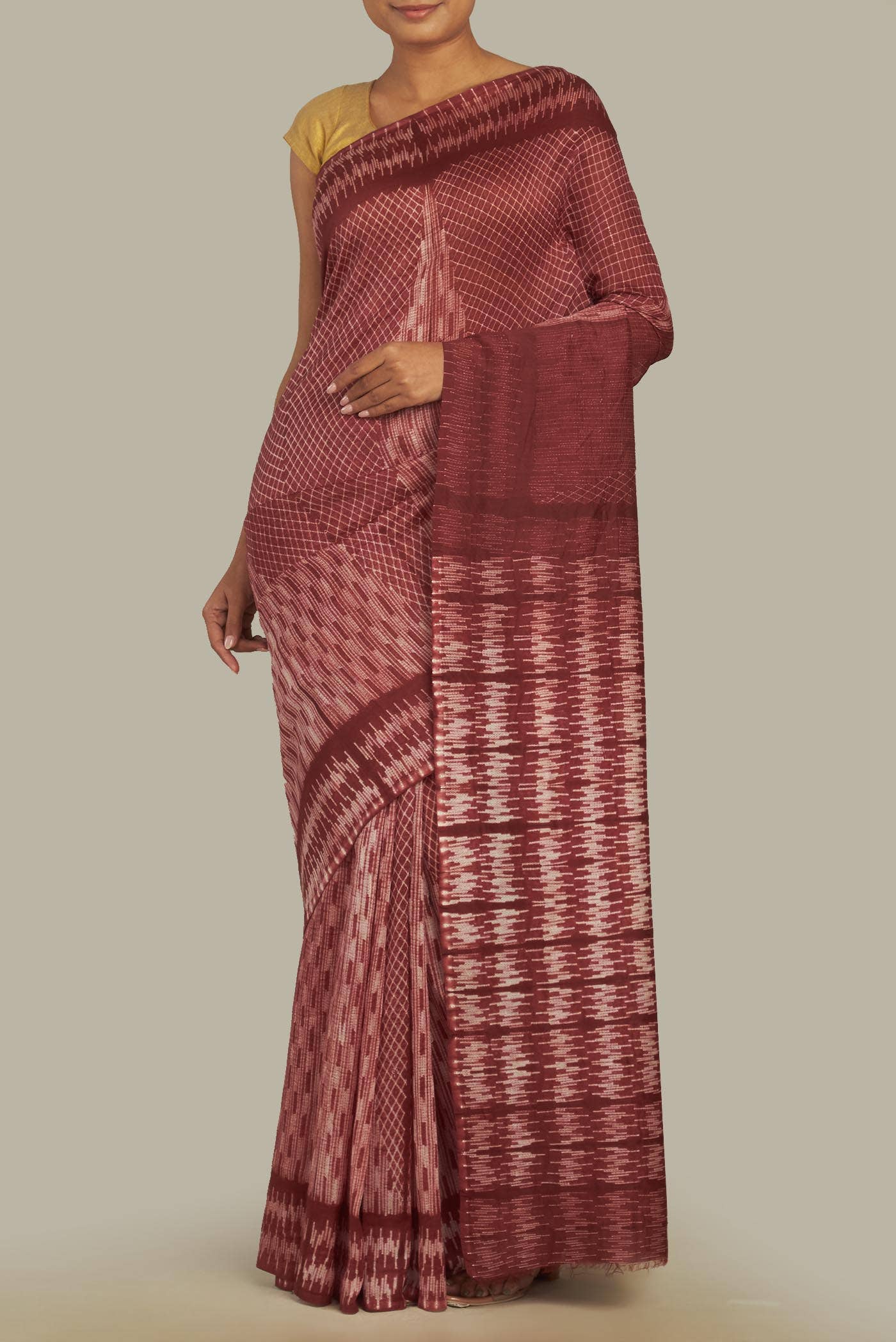 Brown Chanderi Silk Cotton Saree