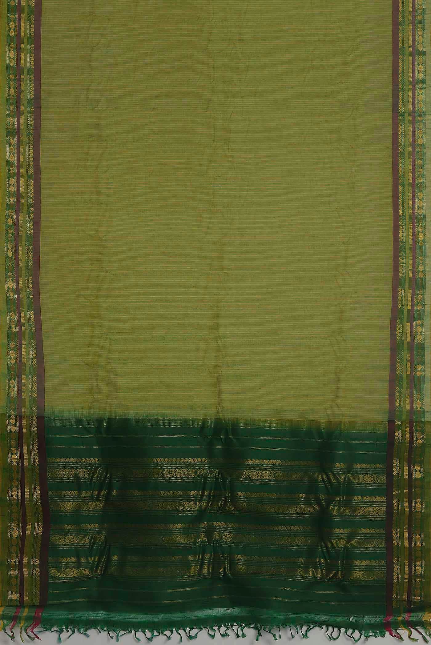 Green Gadwal cotton Saree