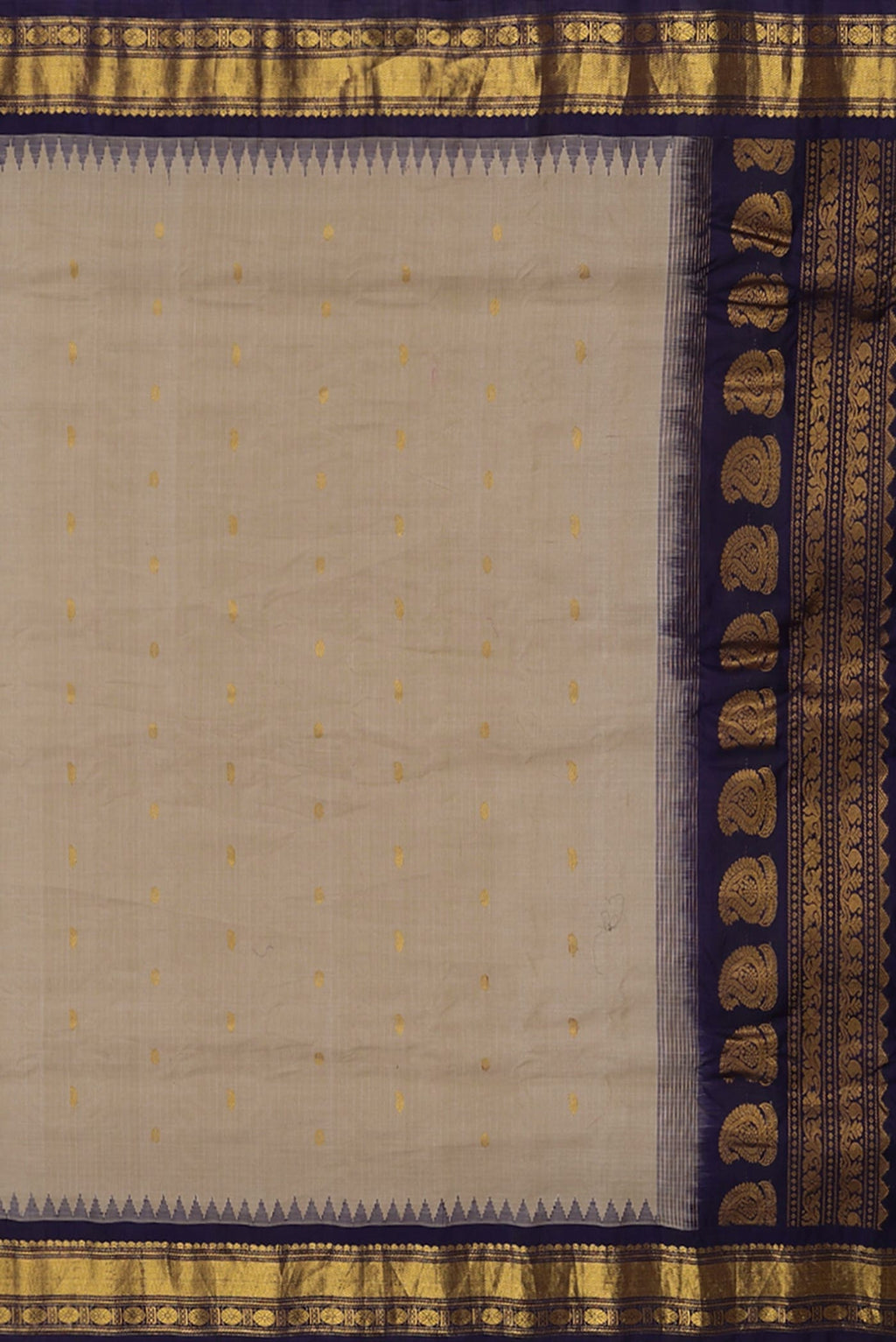 Beige Gadwal Silk Cotton Saree