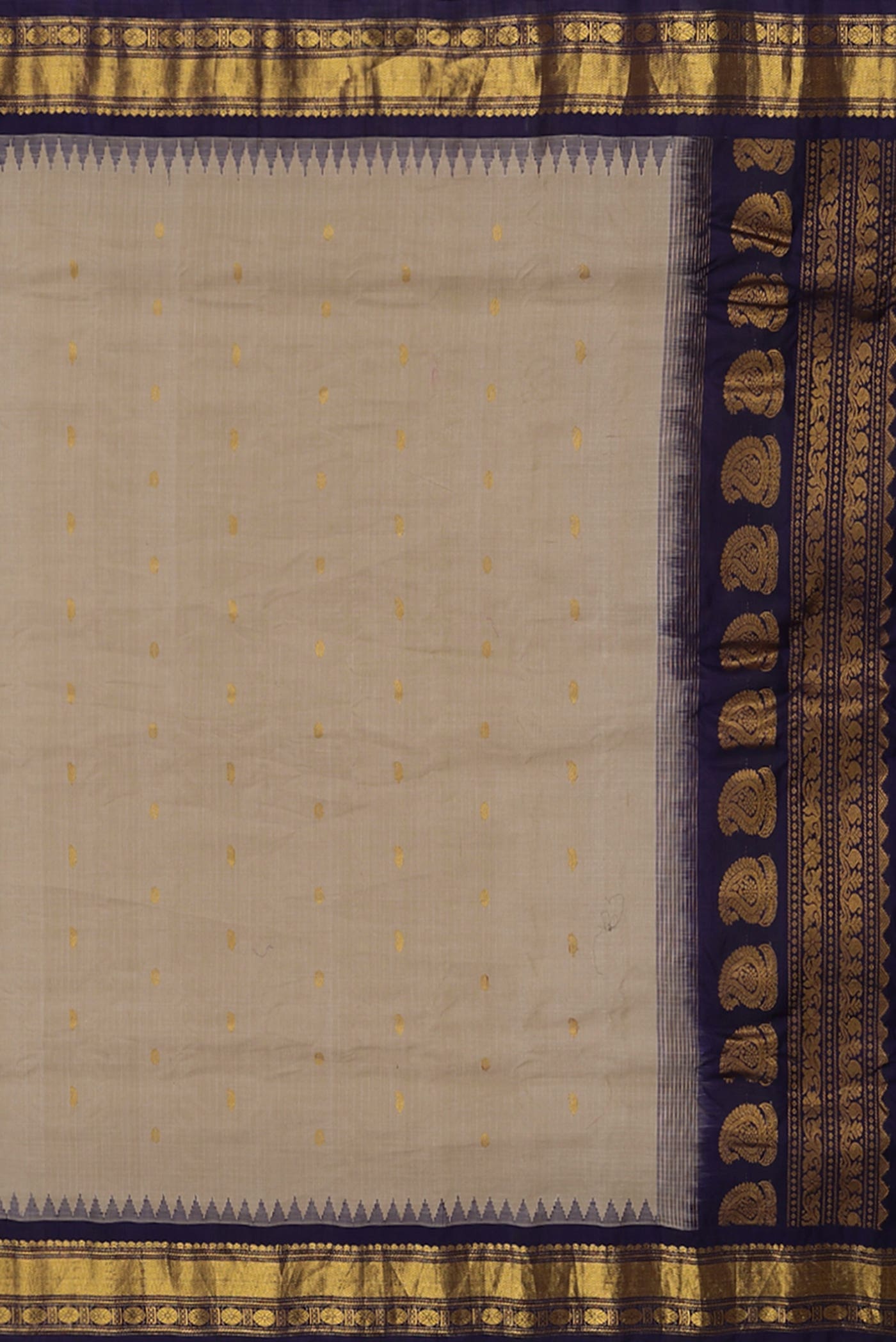 Beige Gadwal Silk Cotton Saree