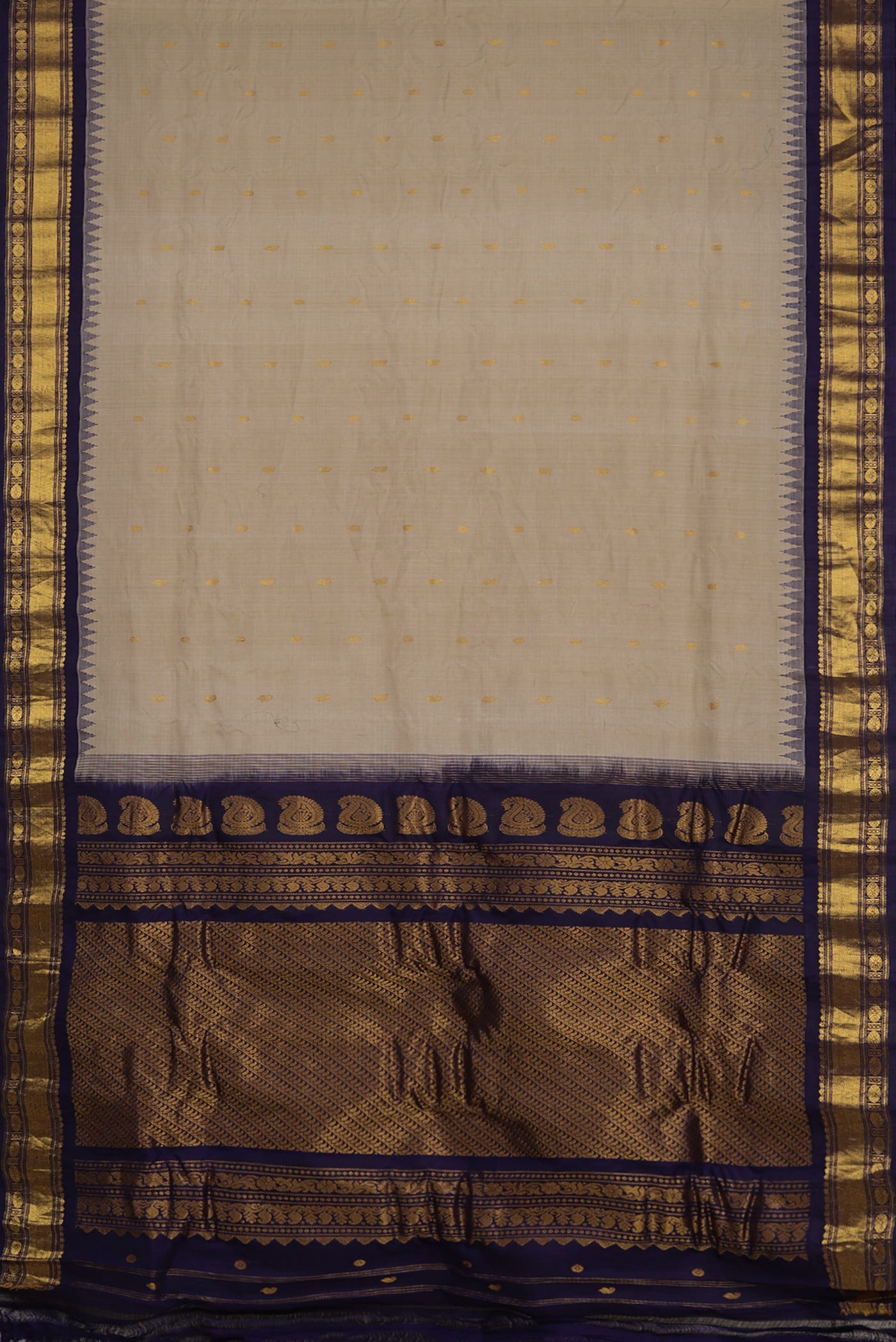 Beige Gadwal Silk Cotton Saree