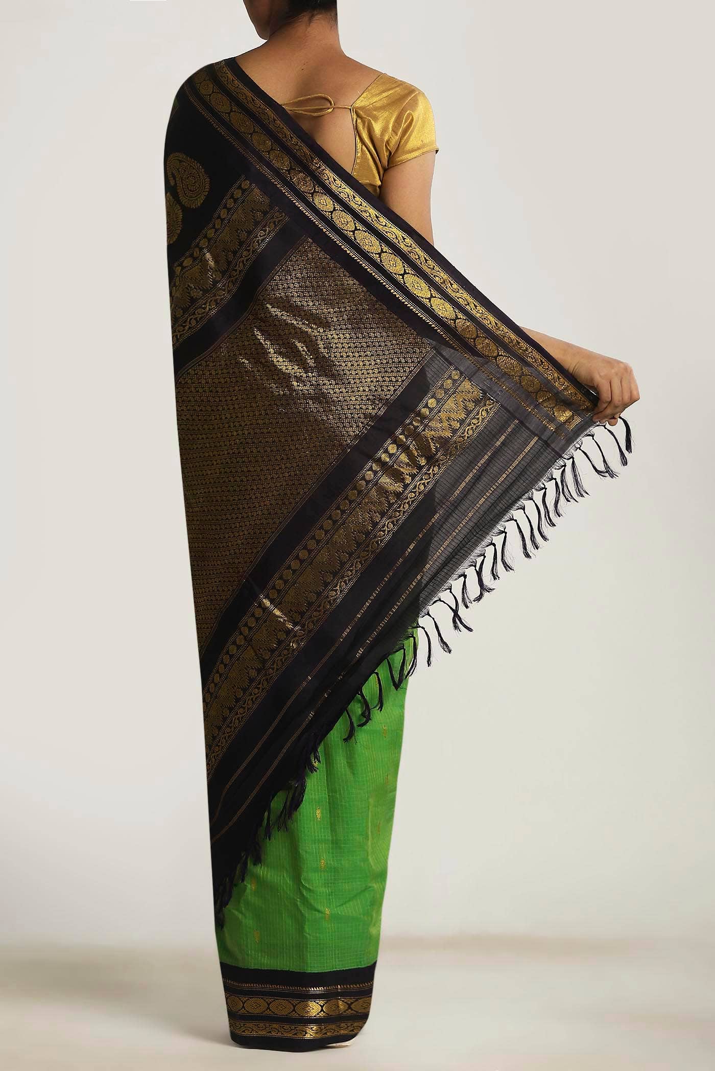 Green Gadwal Silk Cotton Saree