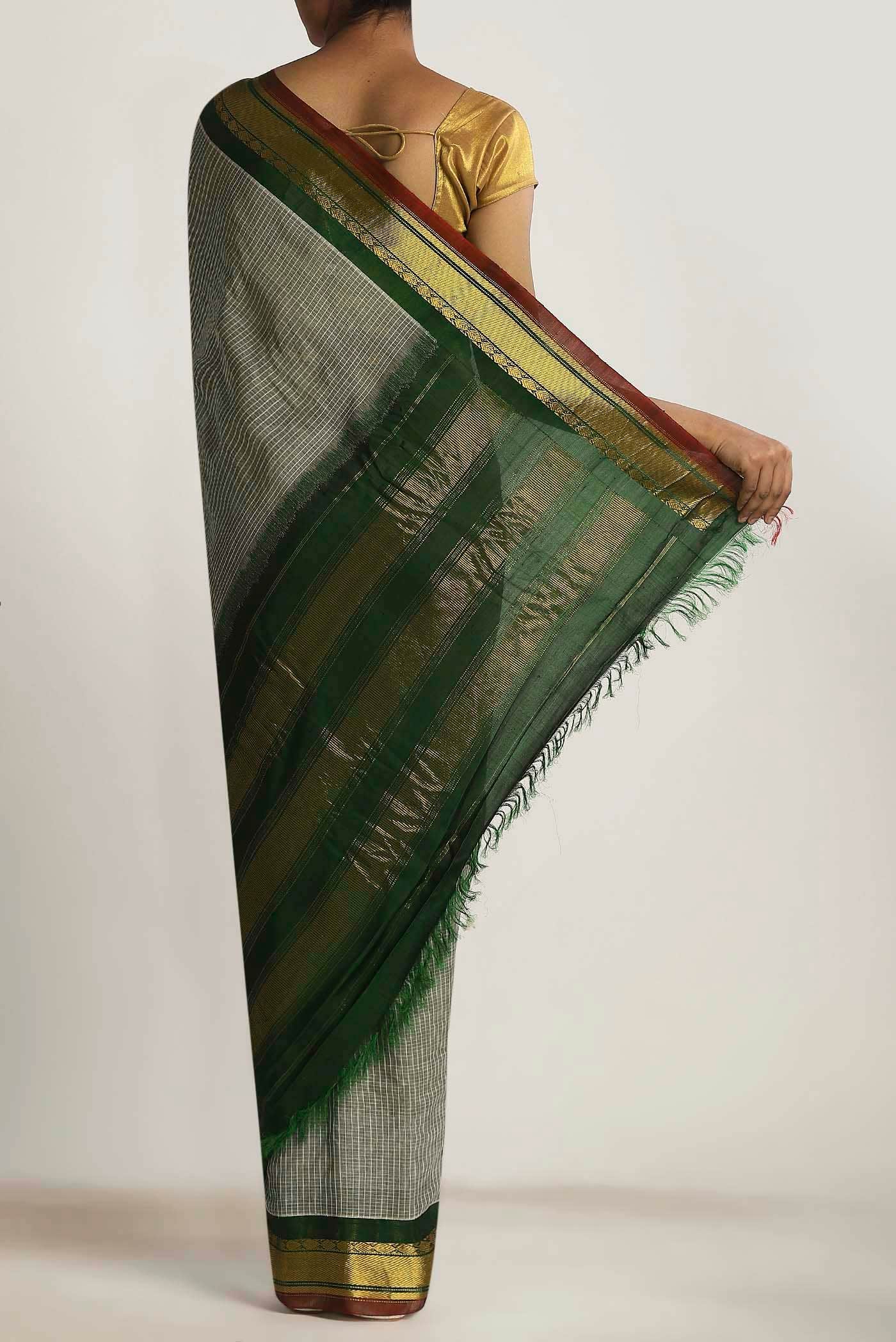 Grey Gadwal Silk Cotton Saree