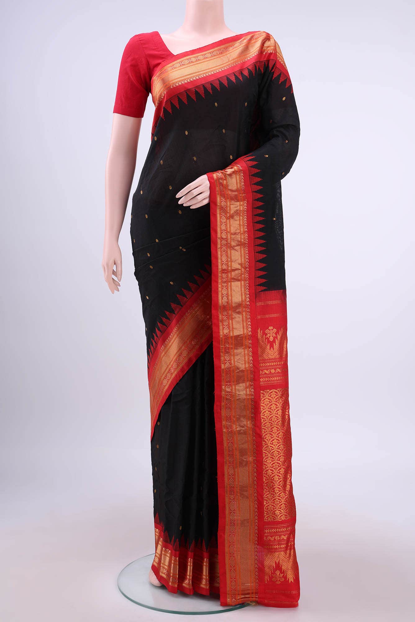 Black Gadwal Silk Cotton Saree