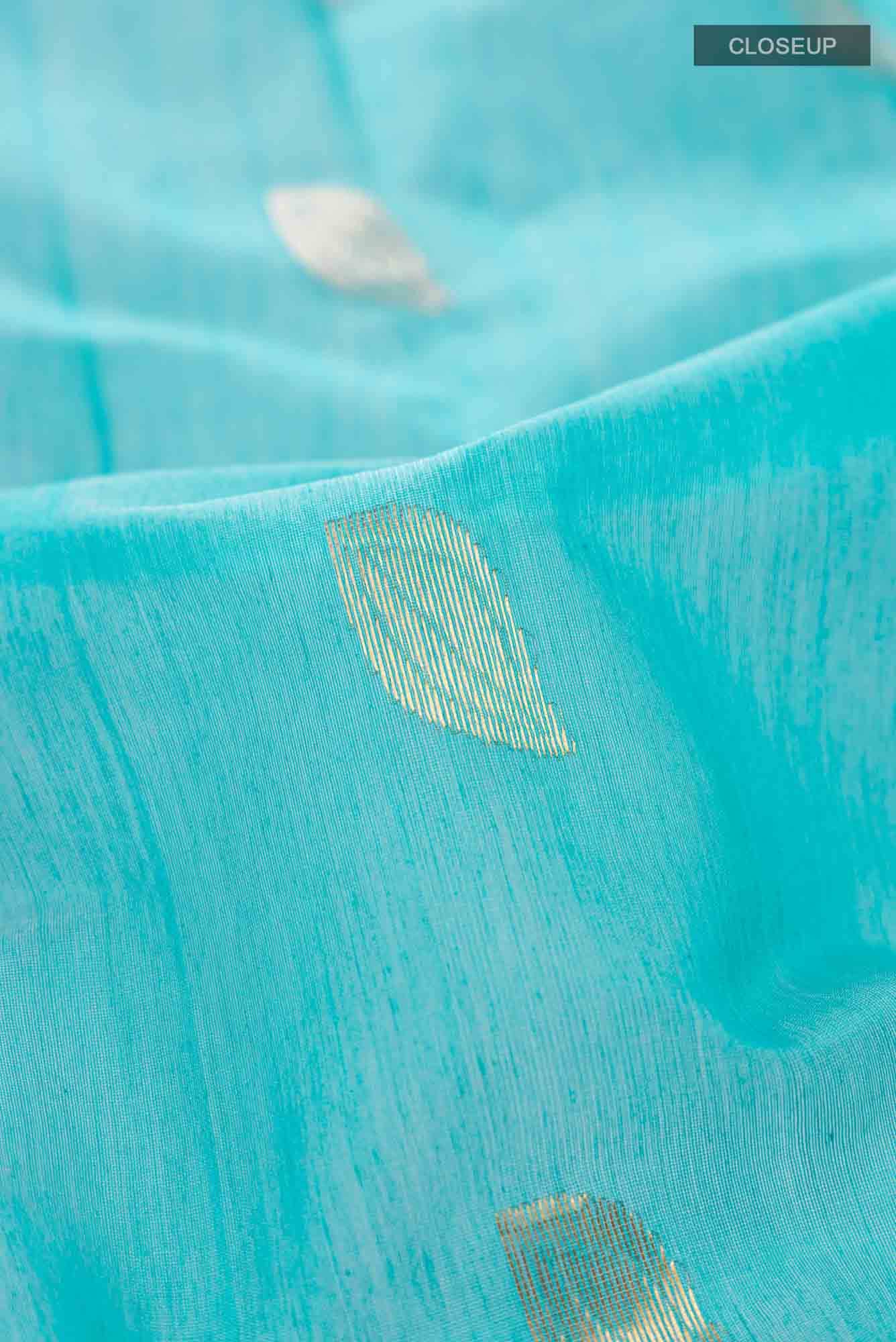 Sky Blue Chanderi Silk Cotton Saree