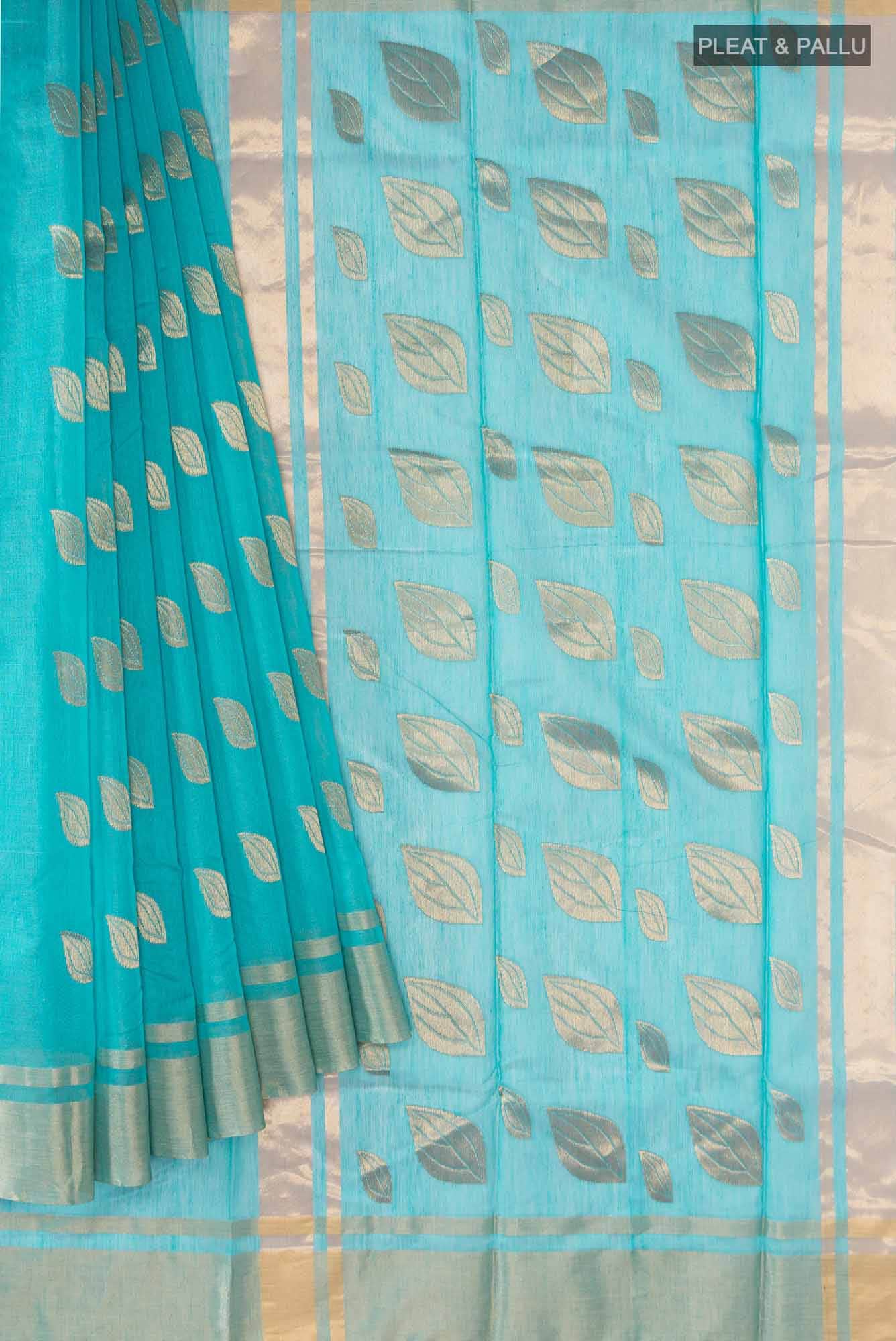 Sky Blue Chanderi Silk Cotton Saree