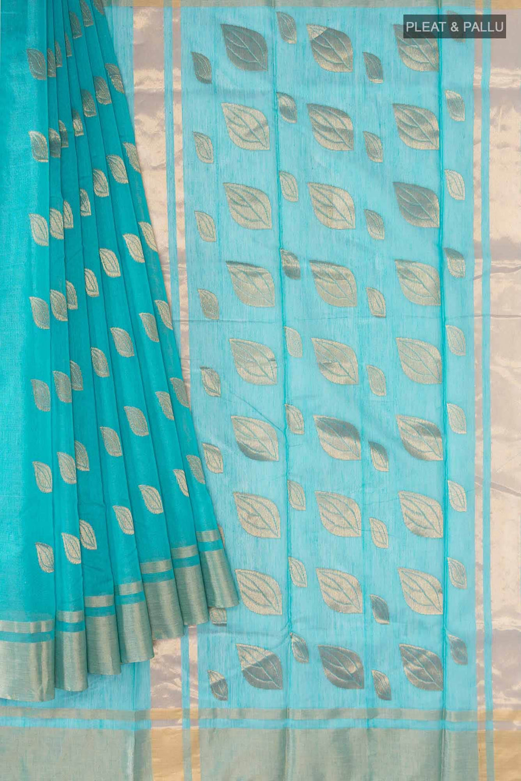 Sky Blue Chanderi Silk Cotton Saree